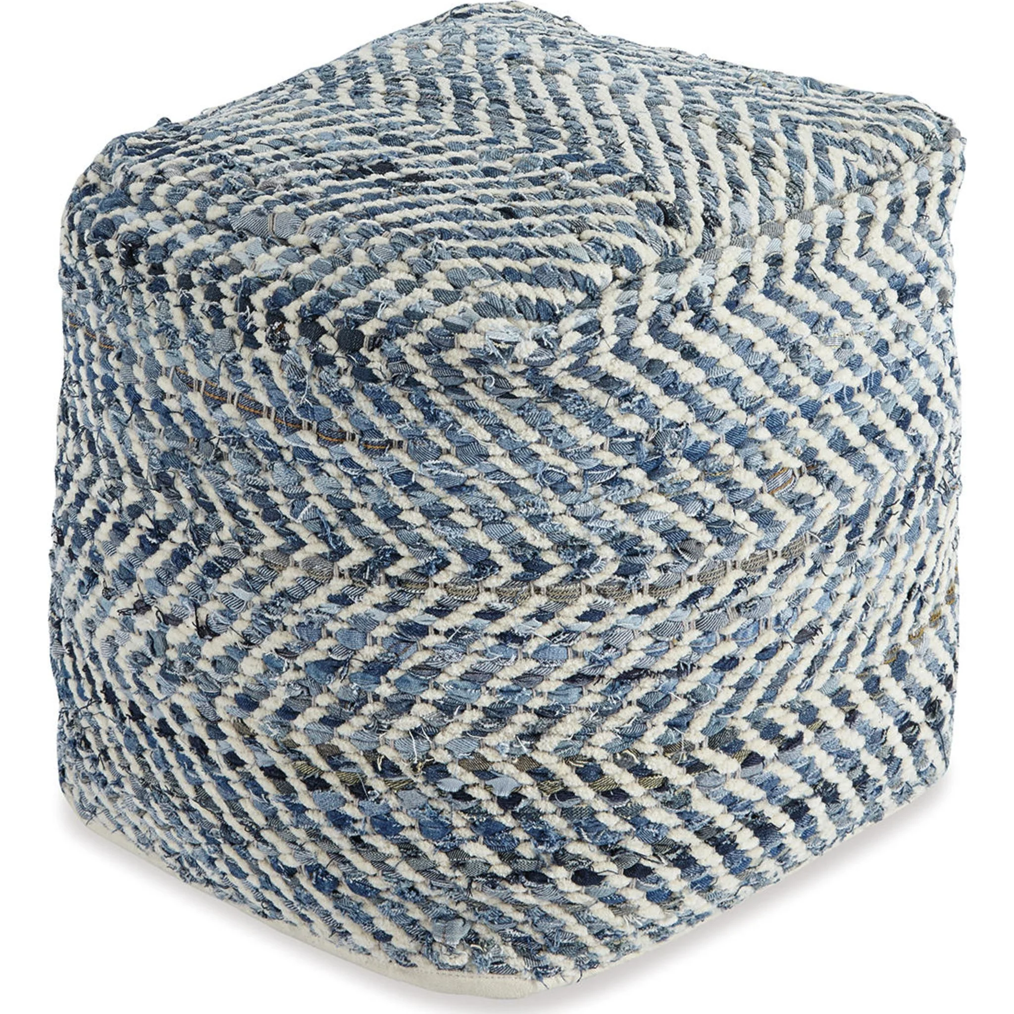 Chevron Pouf - Blue