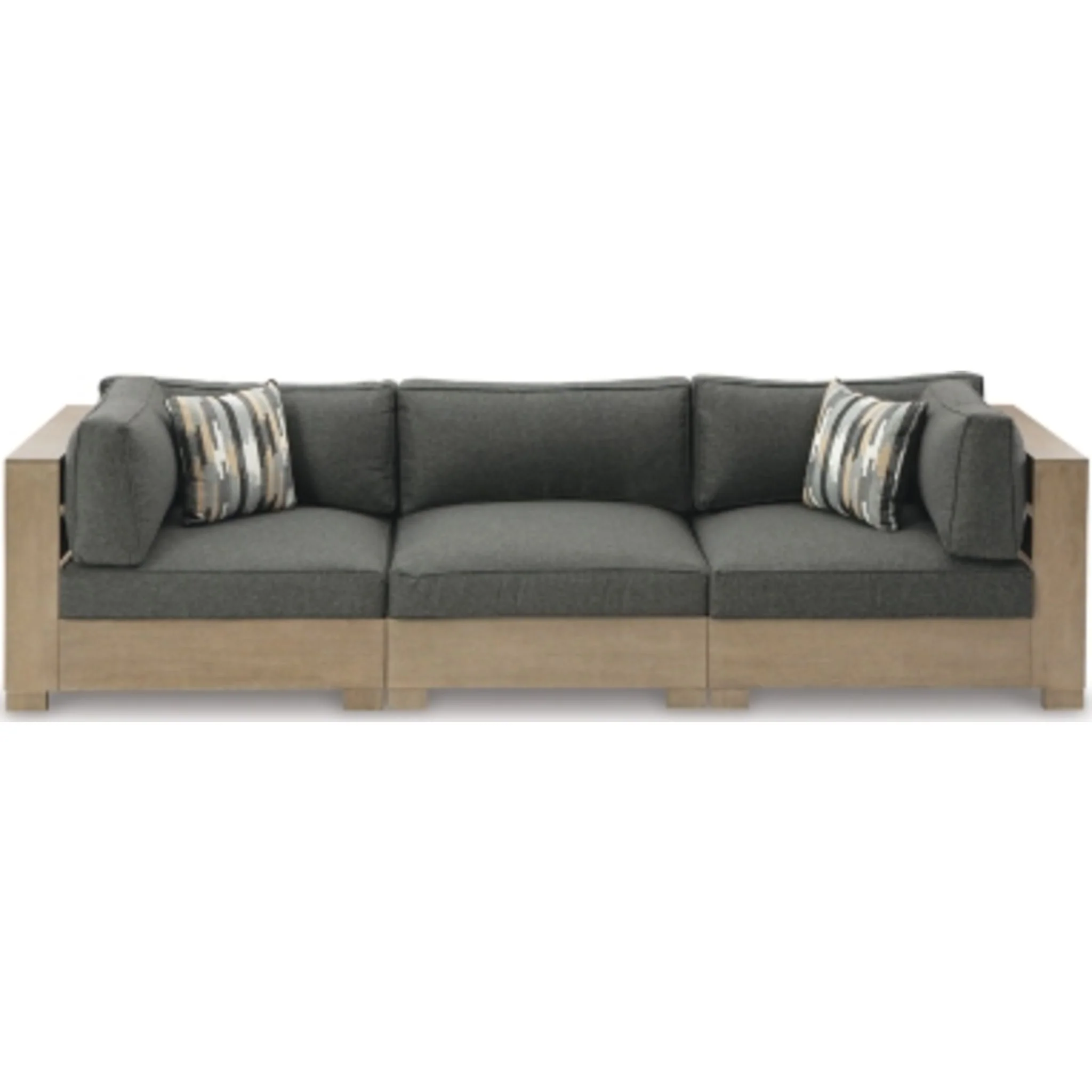 Citrine Park 3 Piece Outdoor Modular Seating - Grey/Brown - Image 3