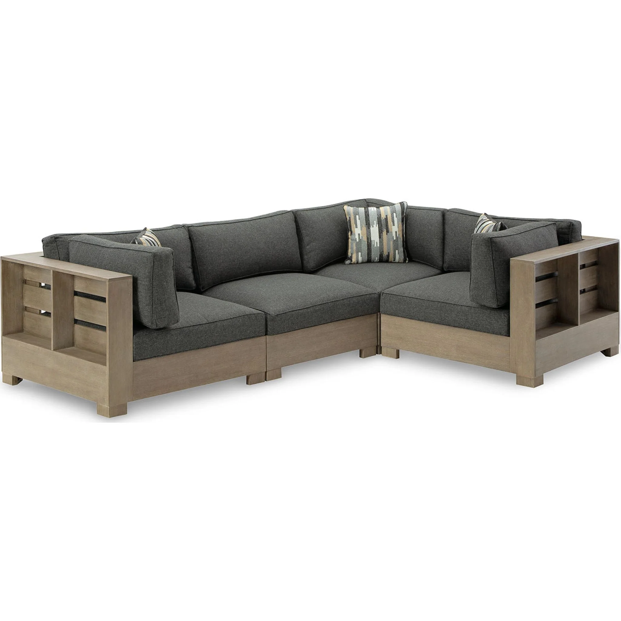 Citrine Park 4 Piece Outdoor Modular Seating - Grey/Brown