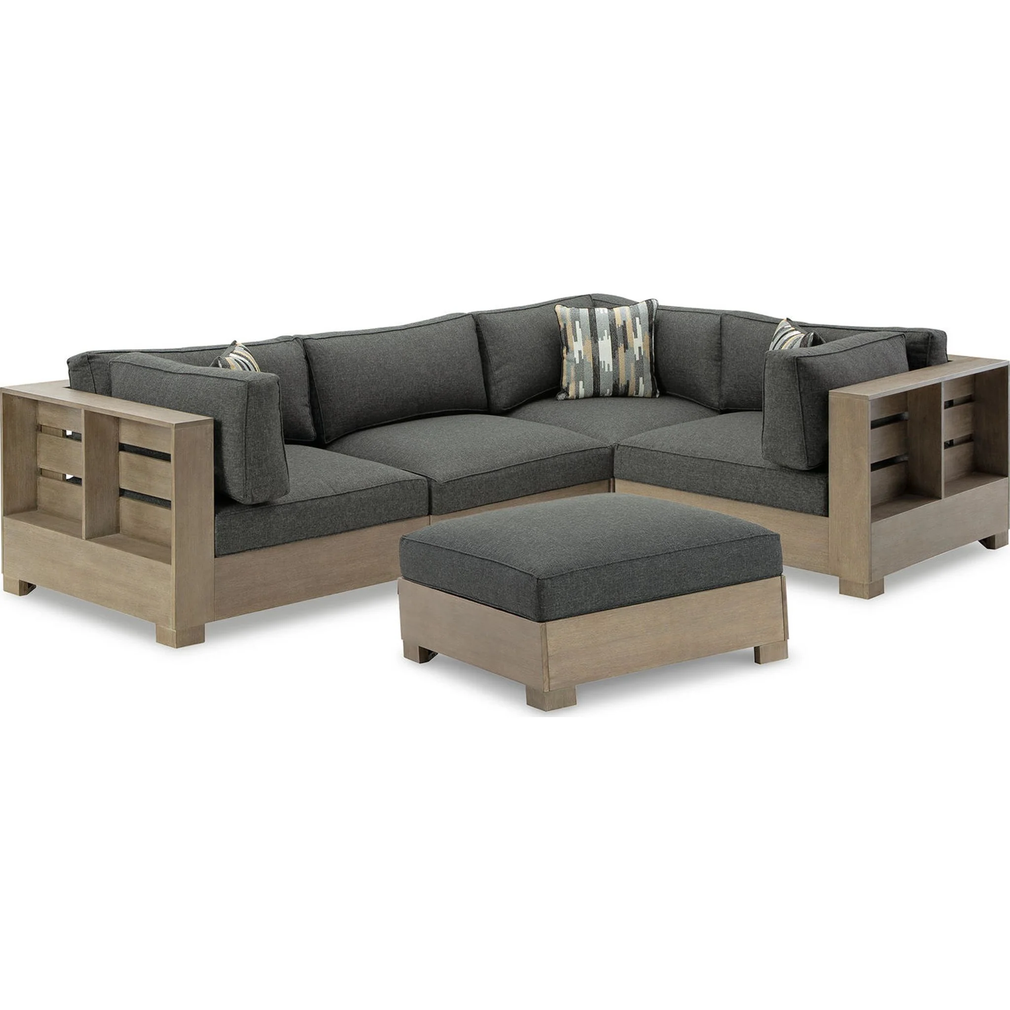 Citrine Park 5 Piece Outdoor Modular Seating - Grey/Brown - Image 2