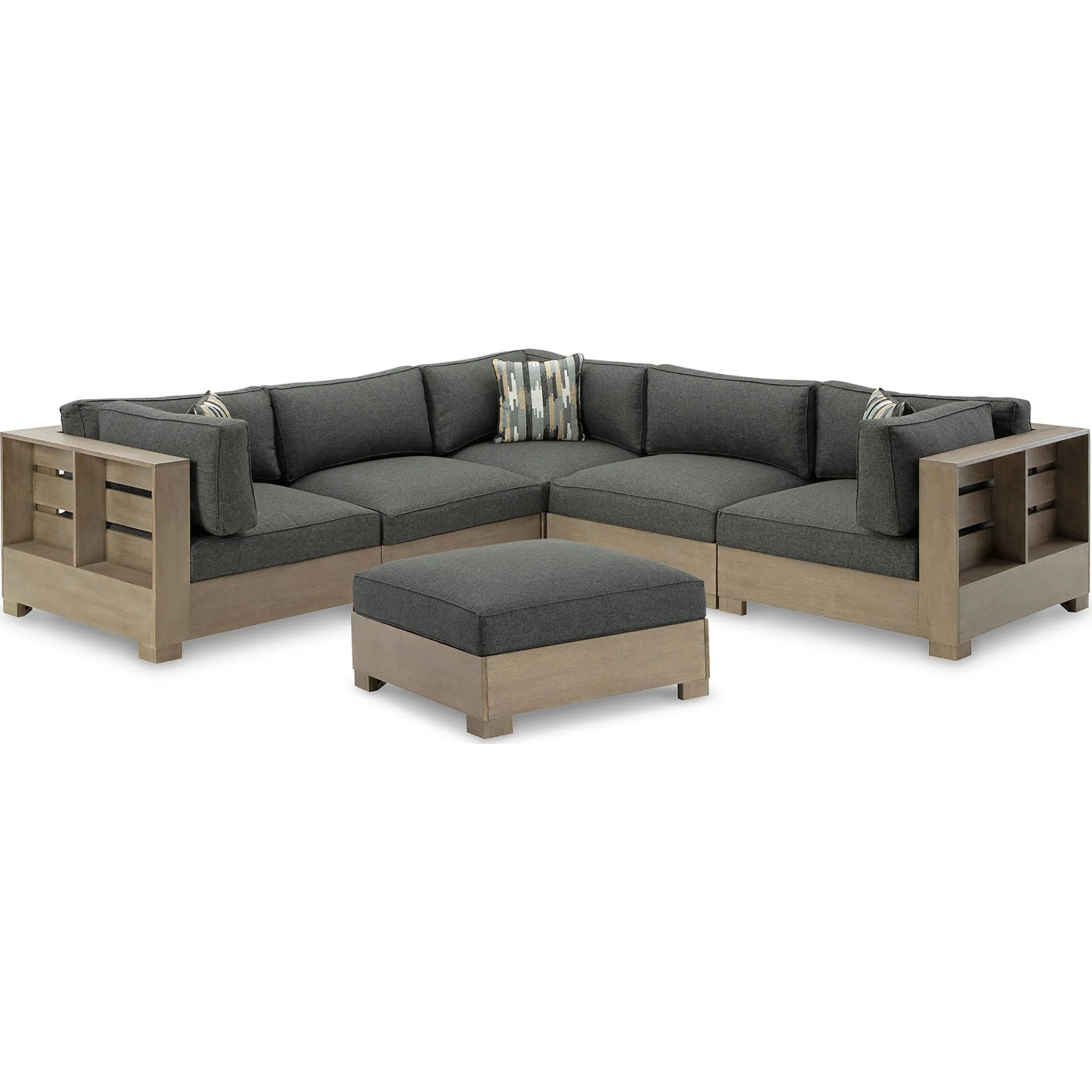 Citrine Park 6 Piece Outdoor Modular Seating - Grey/Brown - Image 11