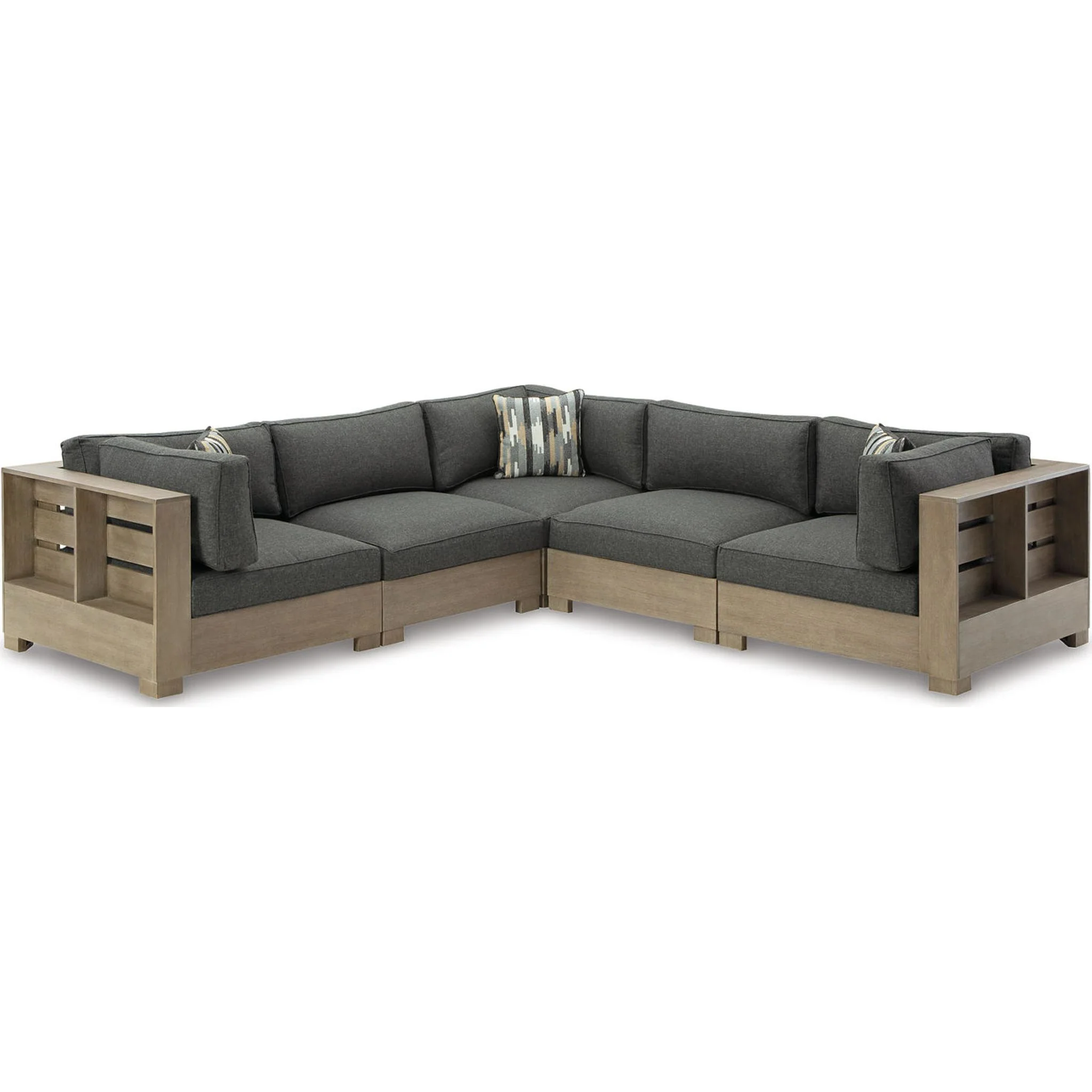 Citrine Park 6 Piece Outdoor Modular Seating - Grey/Brown - Image 13