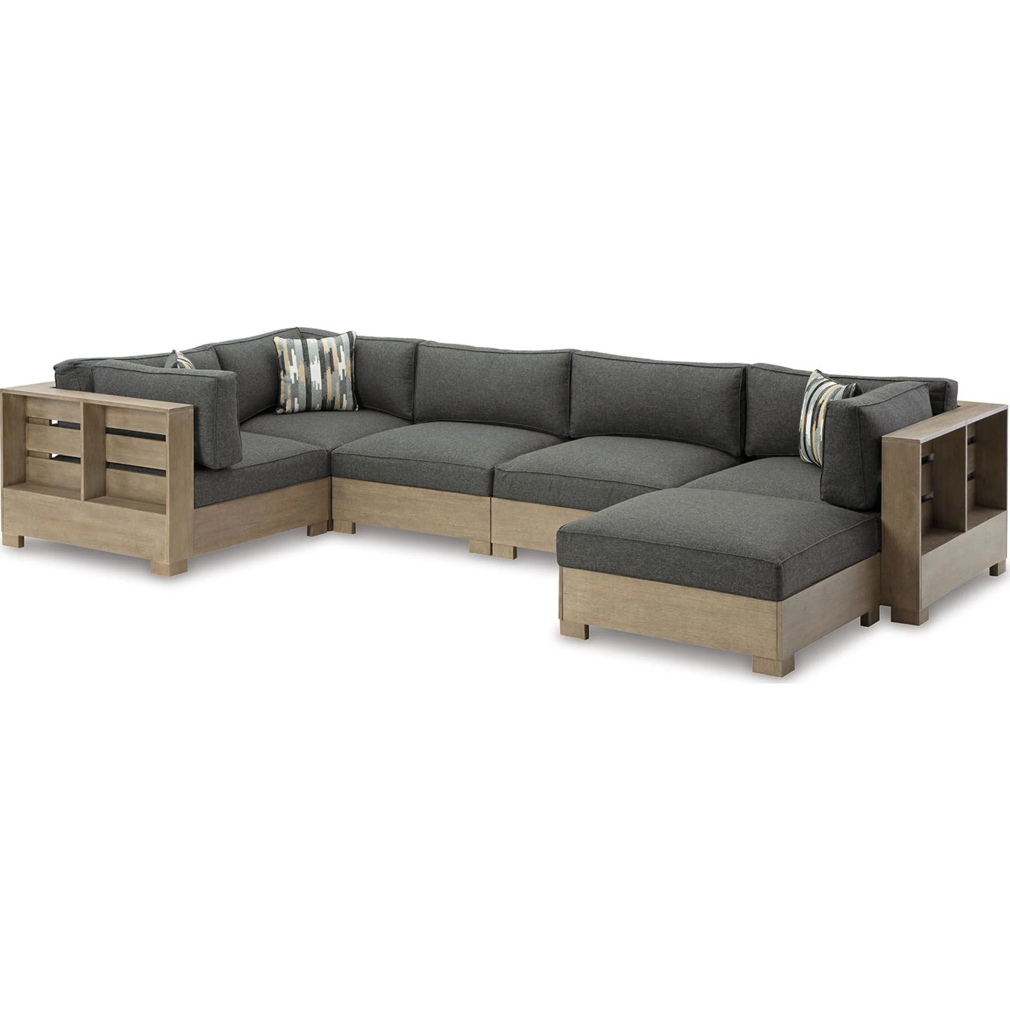 Citrine Park 6 Piece Outdoor Modular Seating - Grey/Brown - Image 15