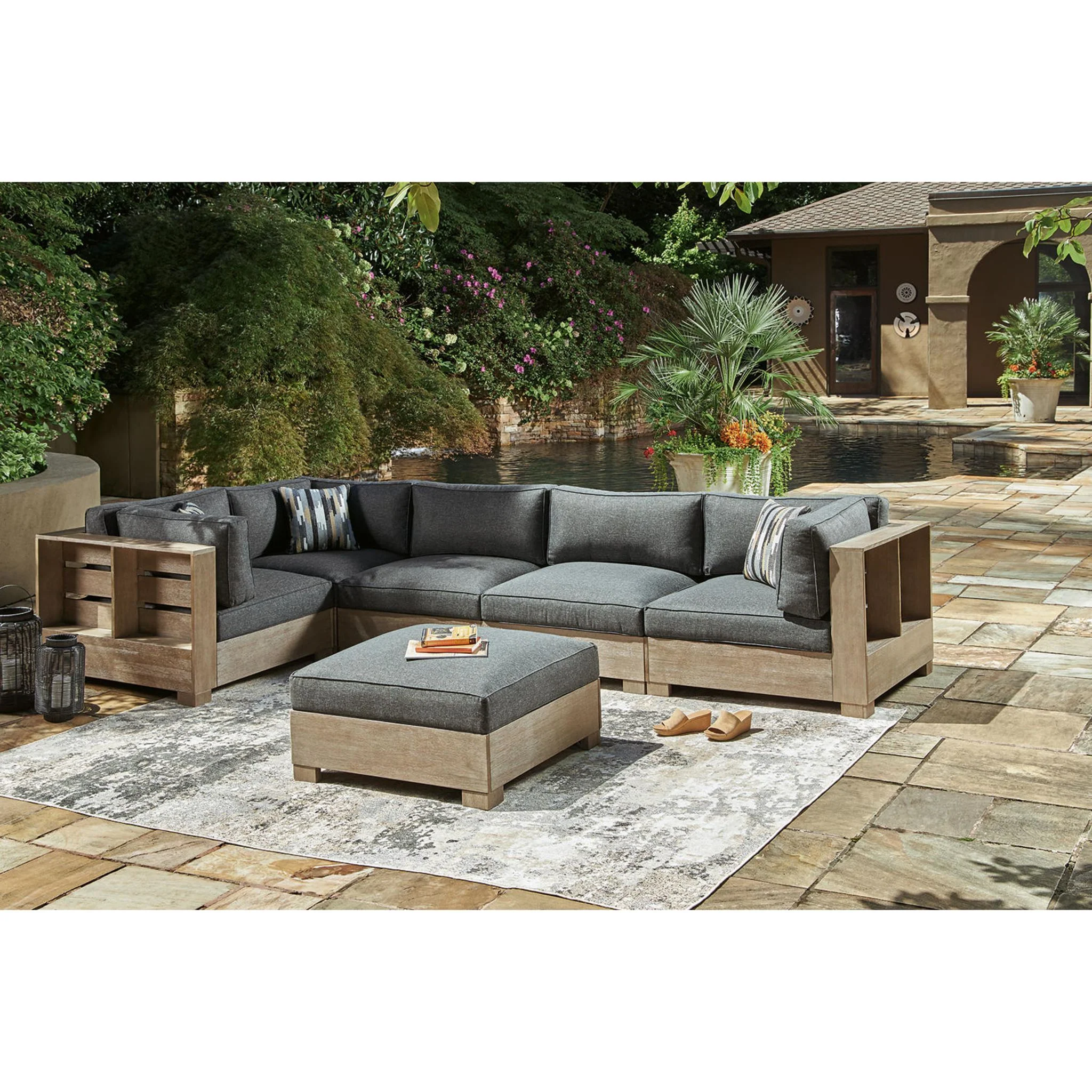Citrine Park 6 Piece Outdoor Modular Seating - Grey/Brown - Image 16