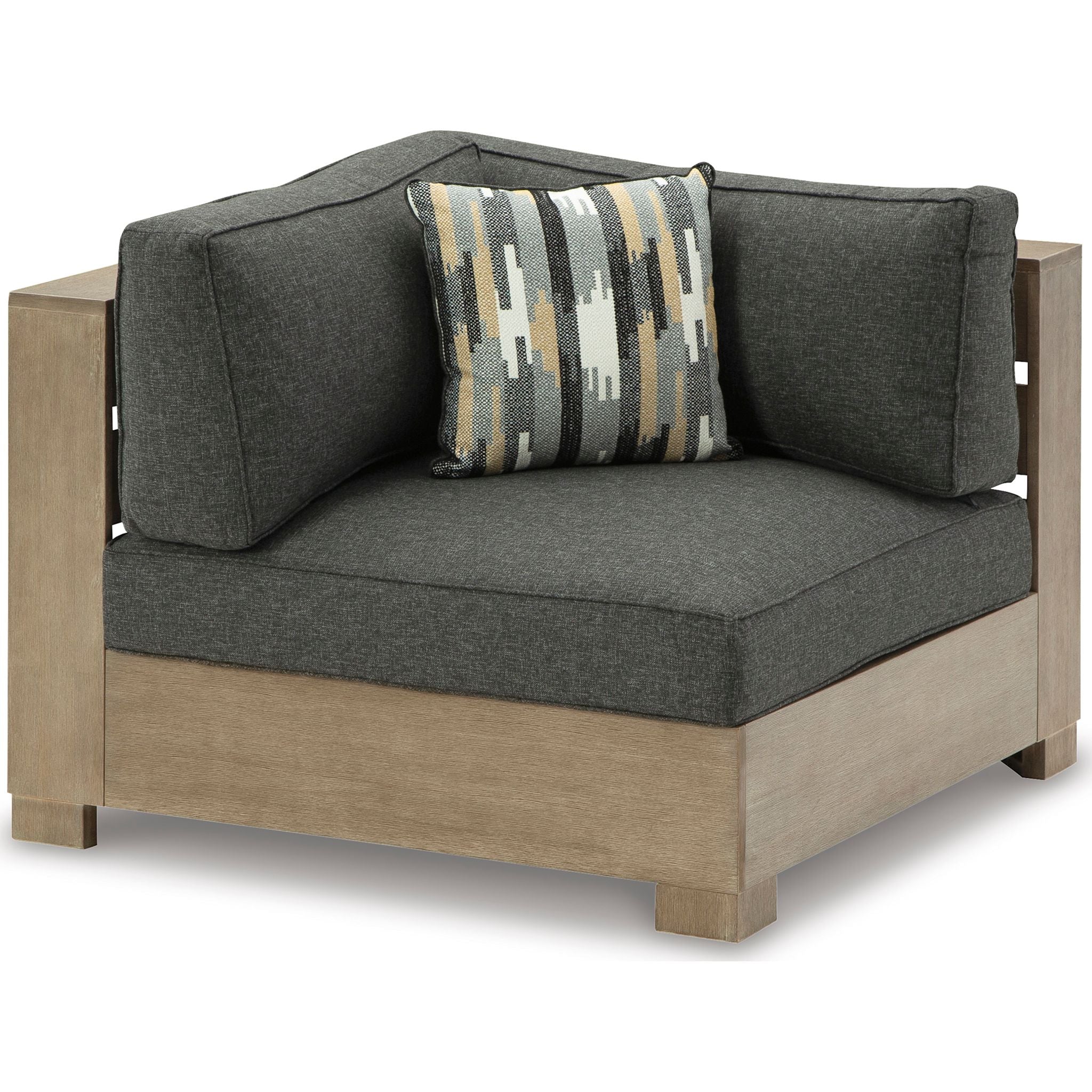 Citrine Park Outdoor Left Arm Facing Chair with Cushion - Charcoal/Brown - Image 3