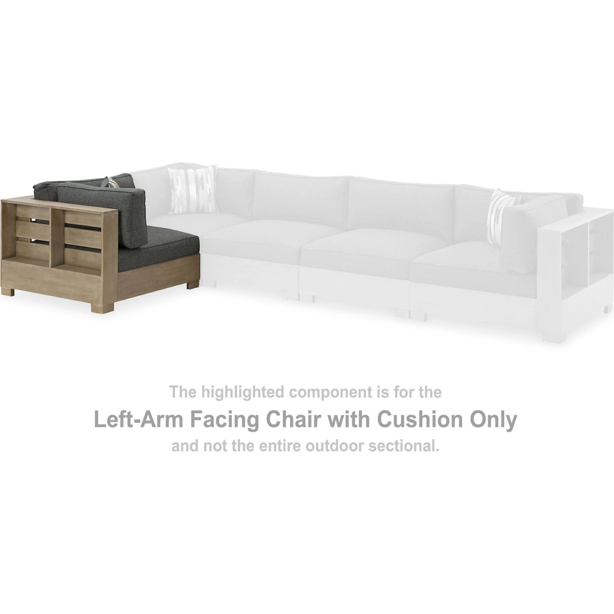Citrine Park Outdoor Left Arm Facing Chair with Cushion - Charcoal/Brown - Image 6