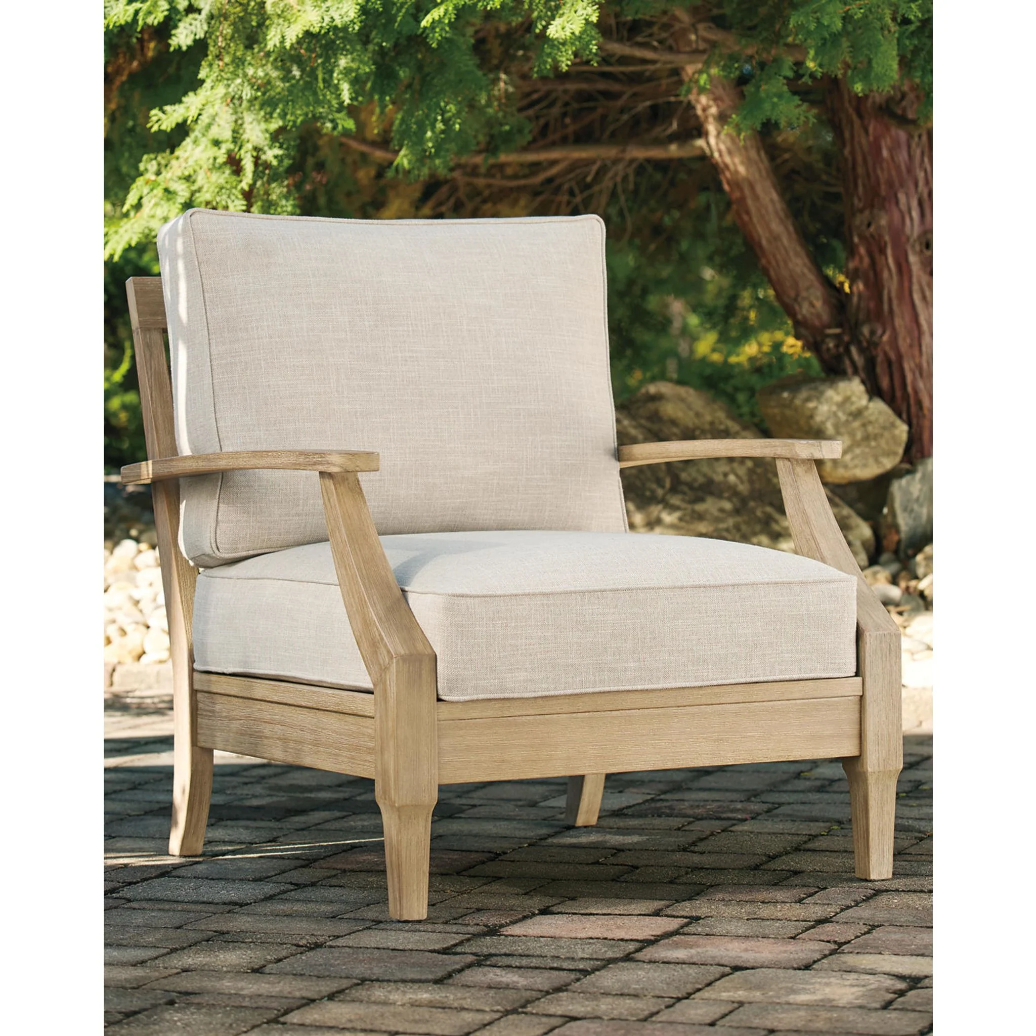 Clare View Outdoor Lounge Chair with Cushion - Beige - Image 10