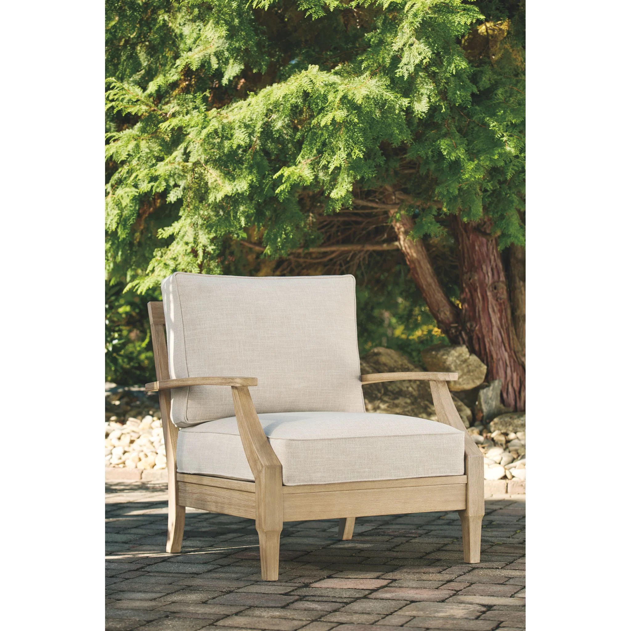 Clare View Outdoor Lounge Chair with Cushion - Beige - Image 18