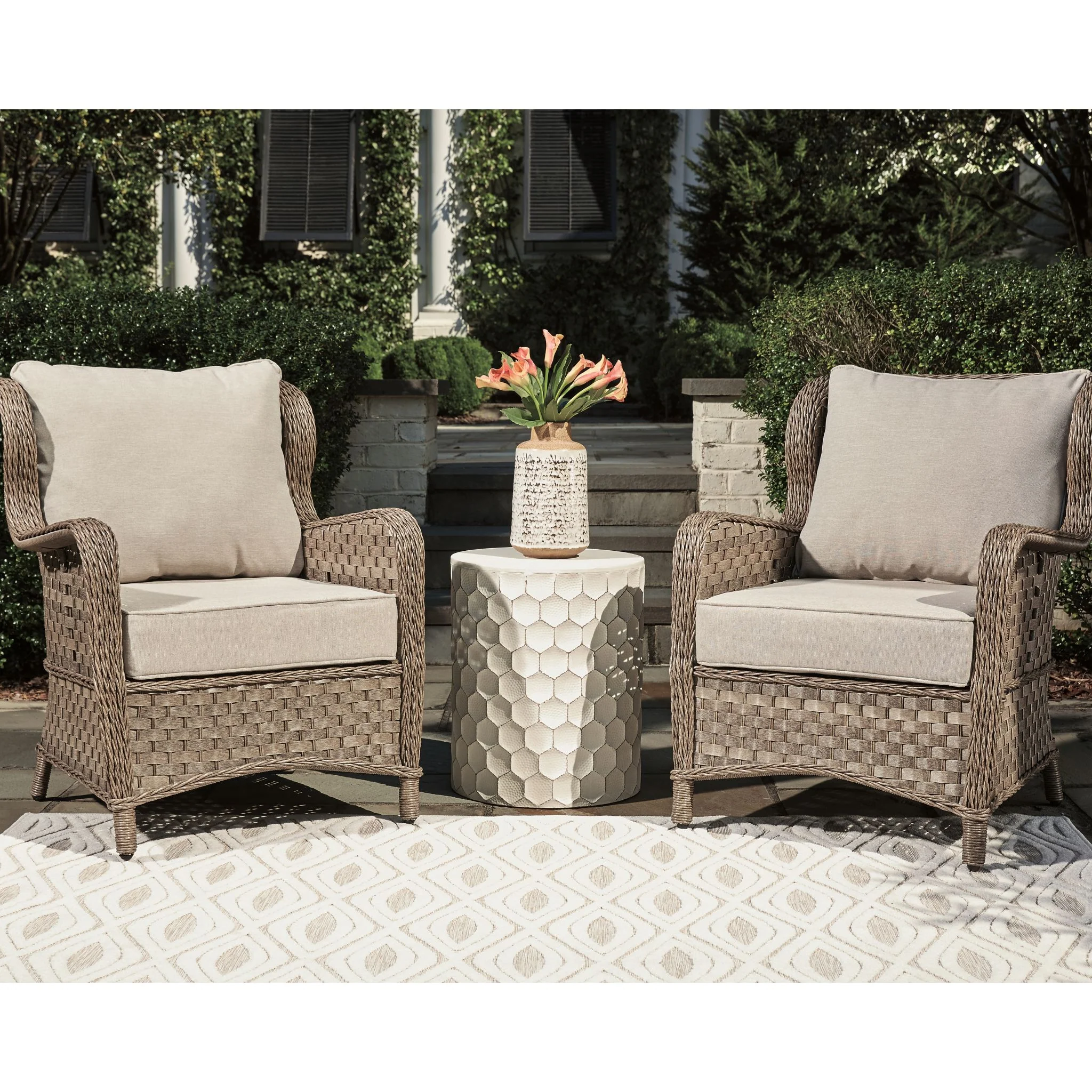 Clear Ridge Outdoor Lounge Chair with Cushion (set of 2) - Light Brown - Image 2