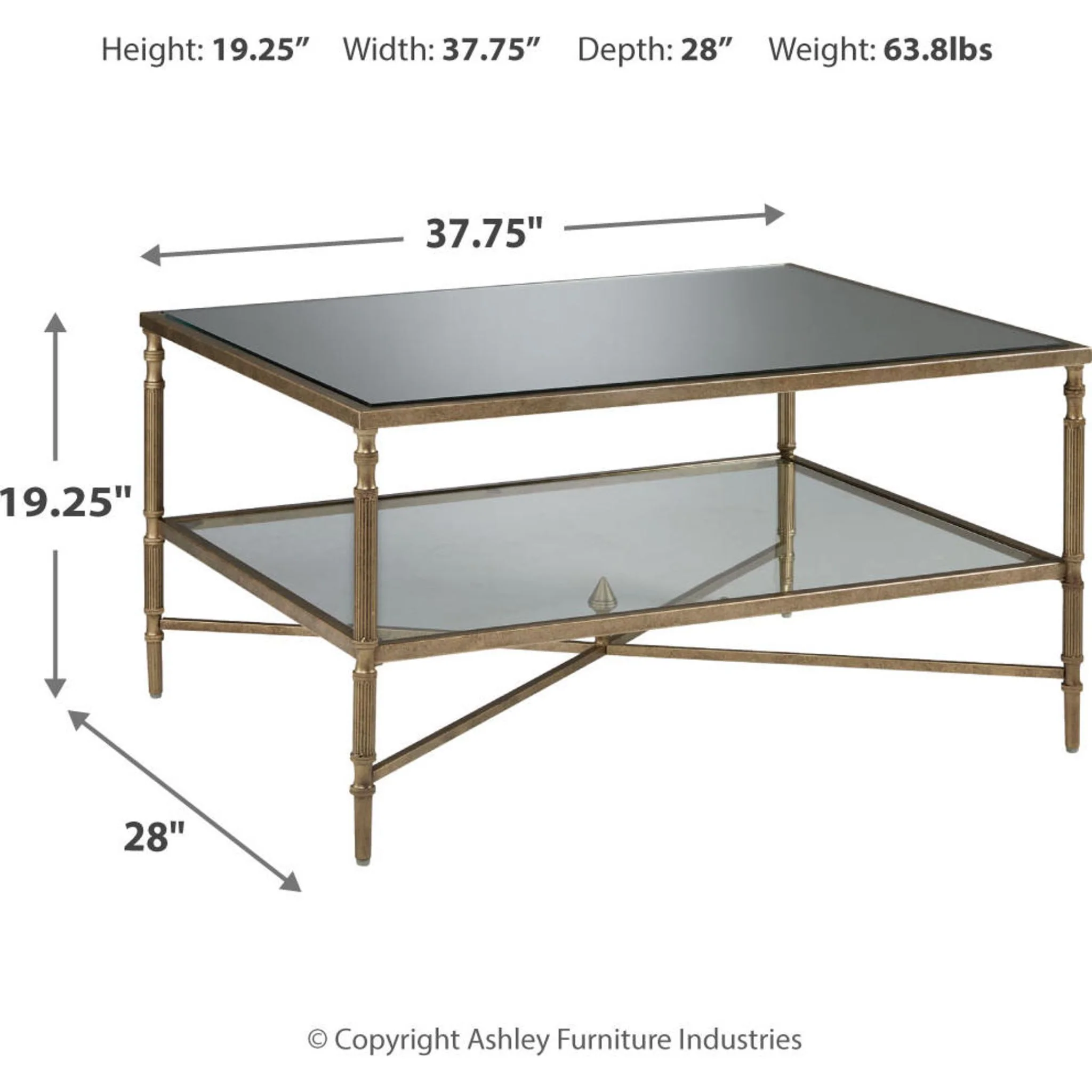 Cloverty Coffee Table - Aged Gold Finish - Image 6