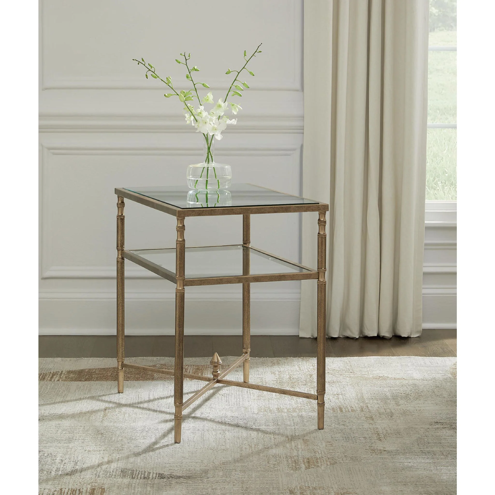 Cloverty End Table - Aged Gold Finish - Image 7