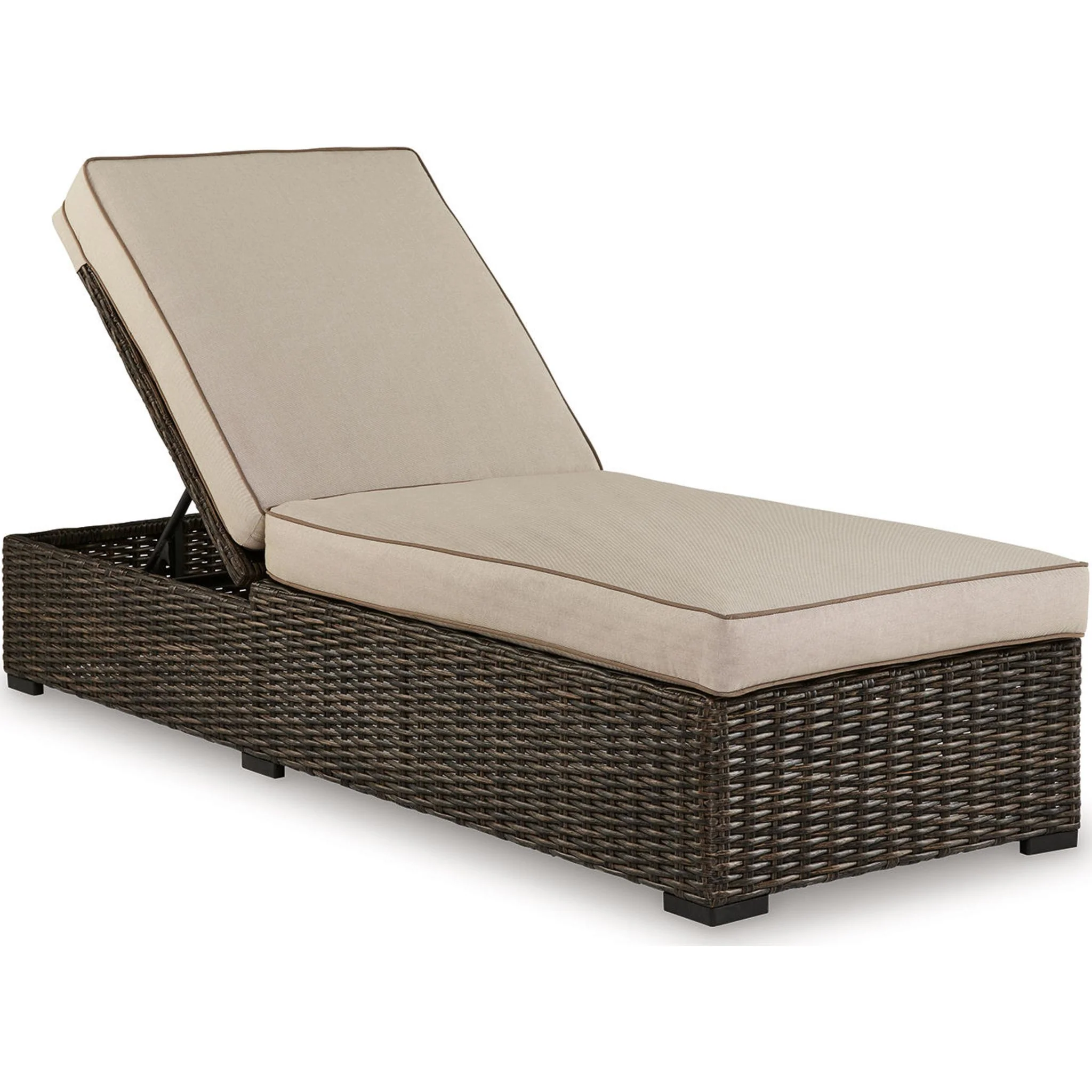 Coastline Bay Outdoor Chaise Lounge with Cushion - Brown