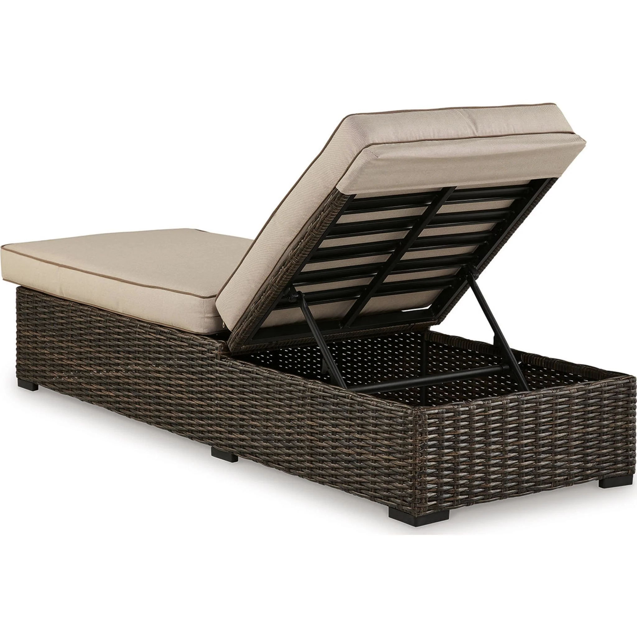 Coastline Bay Outdoor Chaise Lounge with Cushion - Brown - Image 3