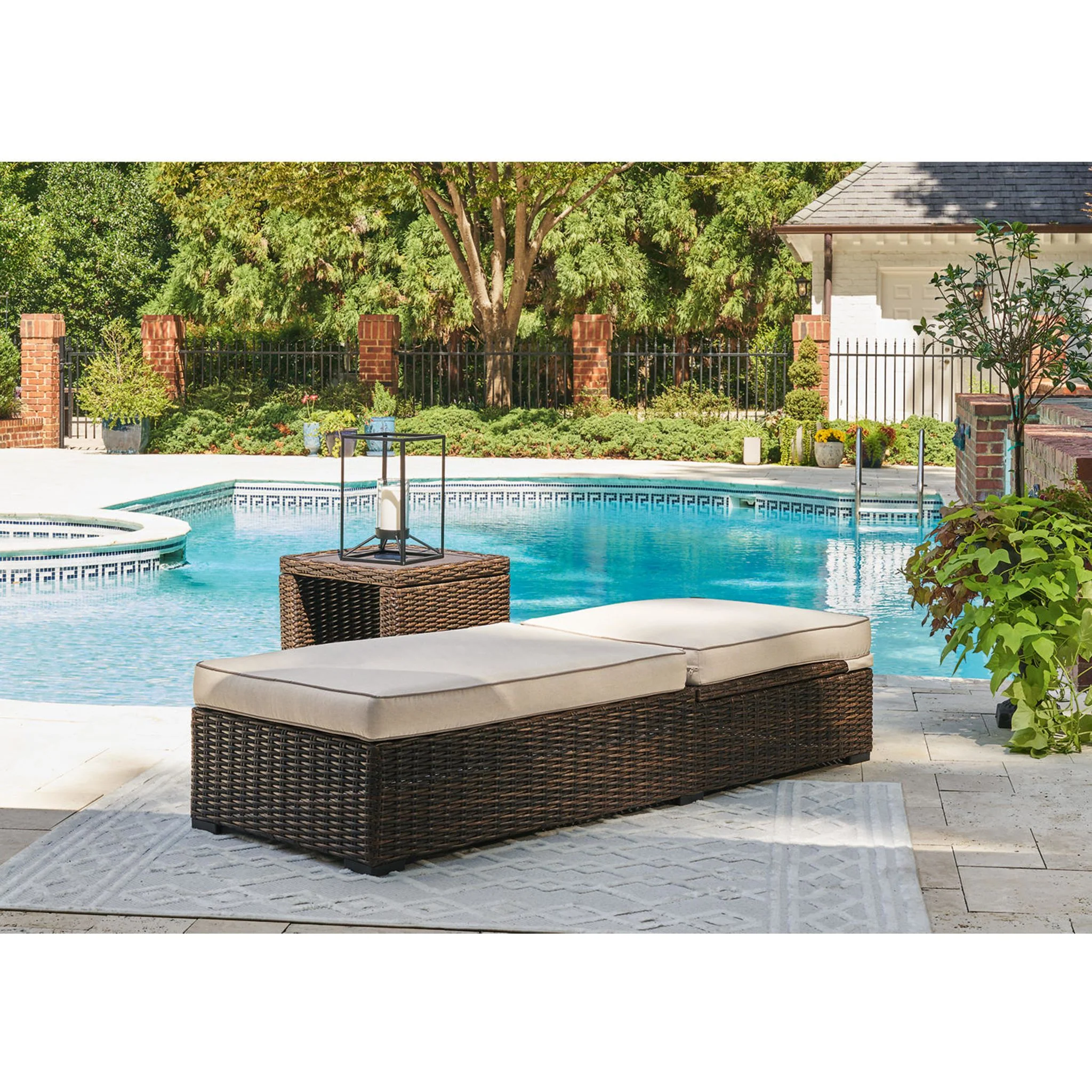 Coastline Bay Outdoor Chaise Lounge with Cushion - Brown - Image 4