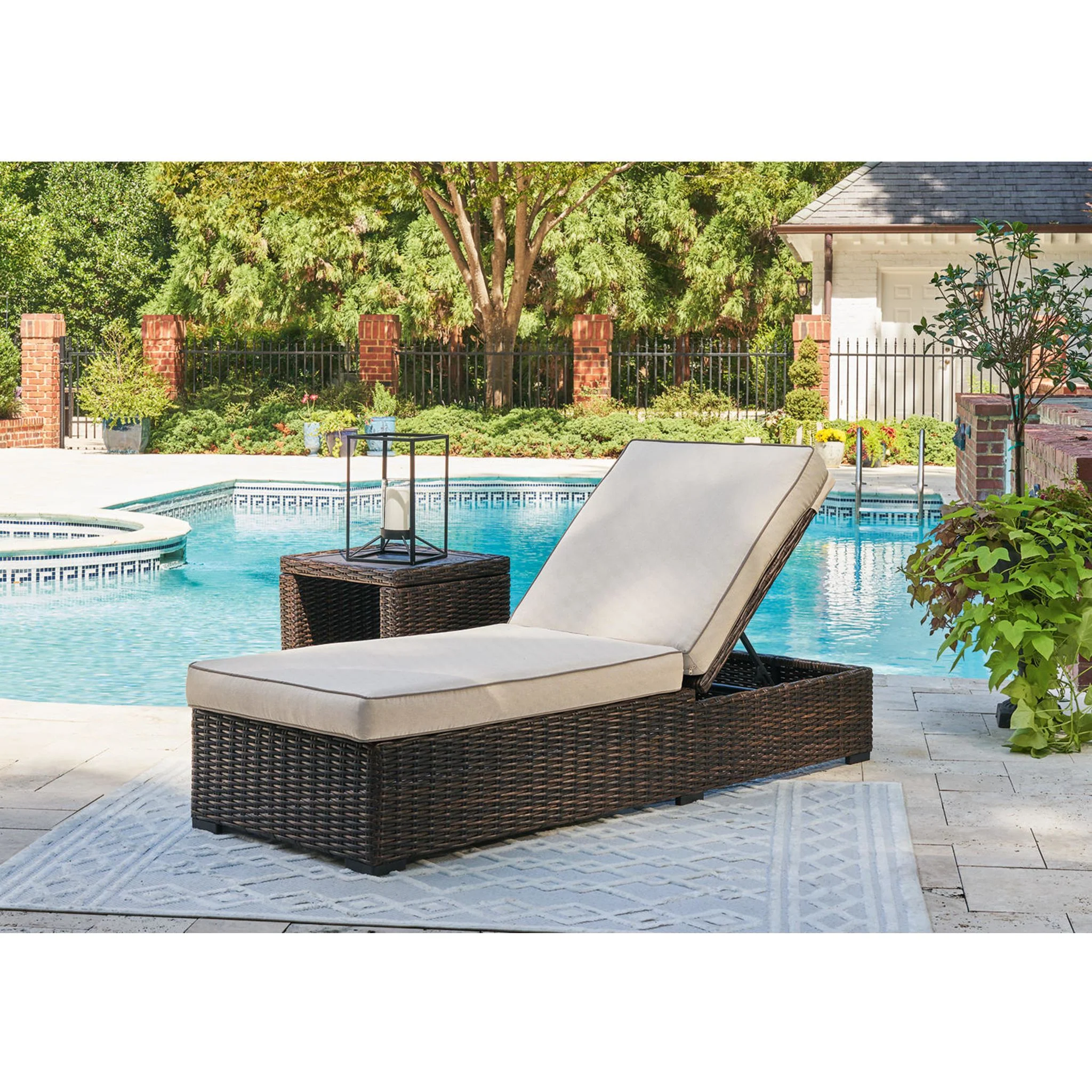 Coastline Bay Outdoor Chaise Lounge with Cushion - Brown - Image 8