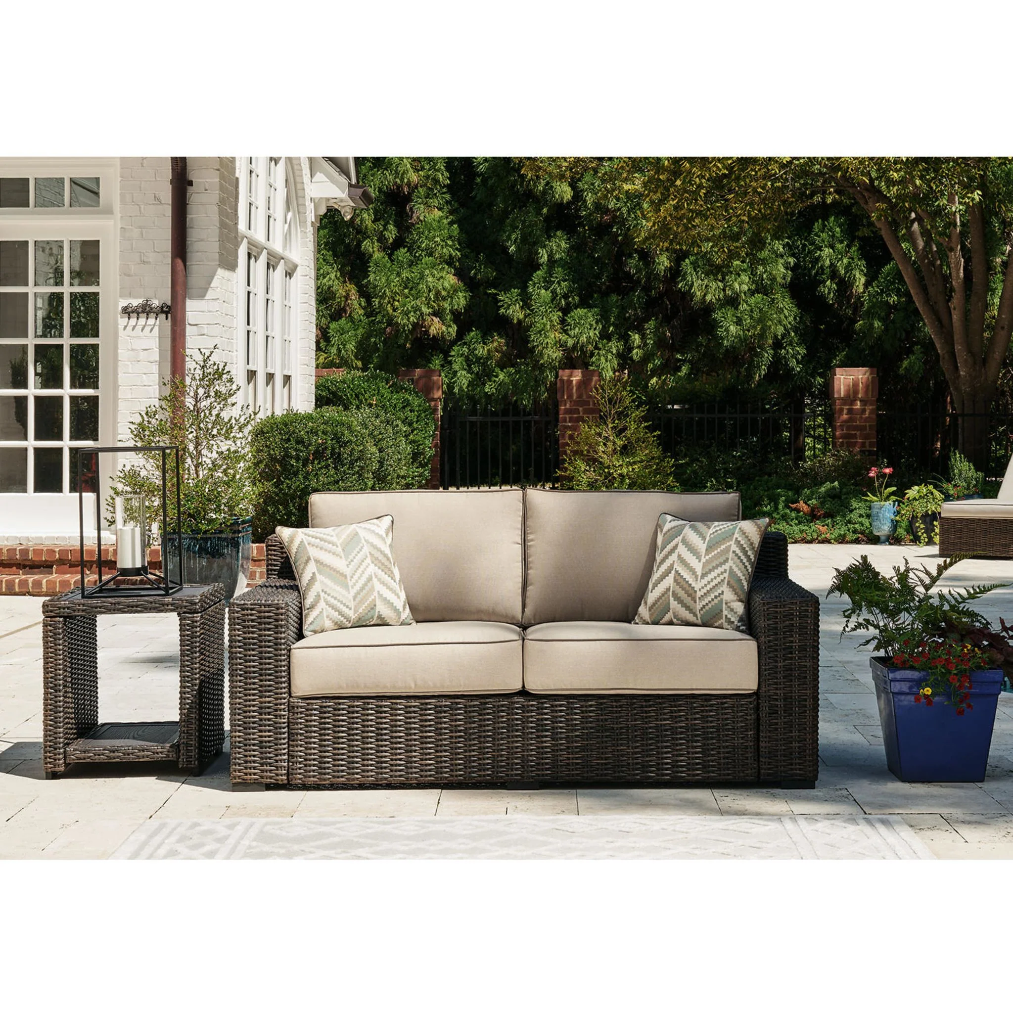 Coastline Bay Outdoor Loveseat with Cushion - Brown - Image 30