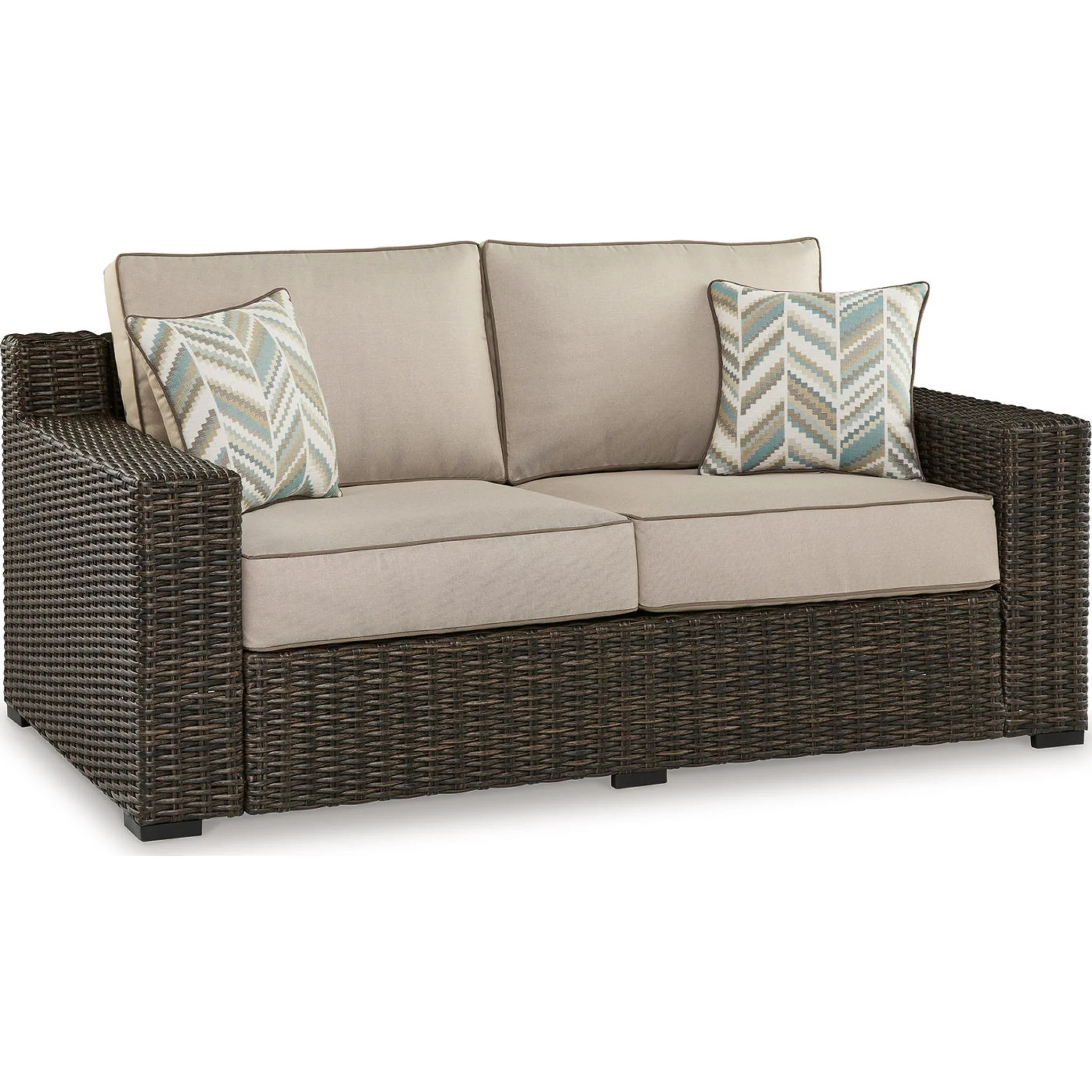 Coastline Bay Outdoor Loveseat with Cushion - Brown - Image 44