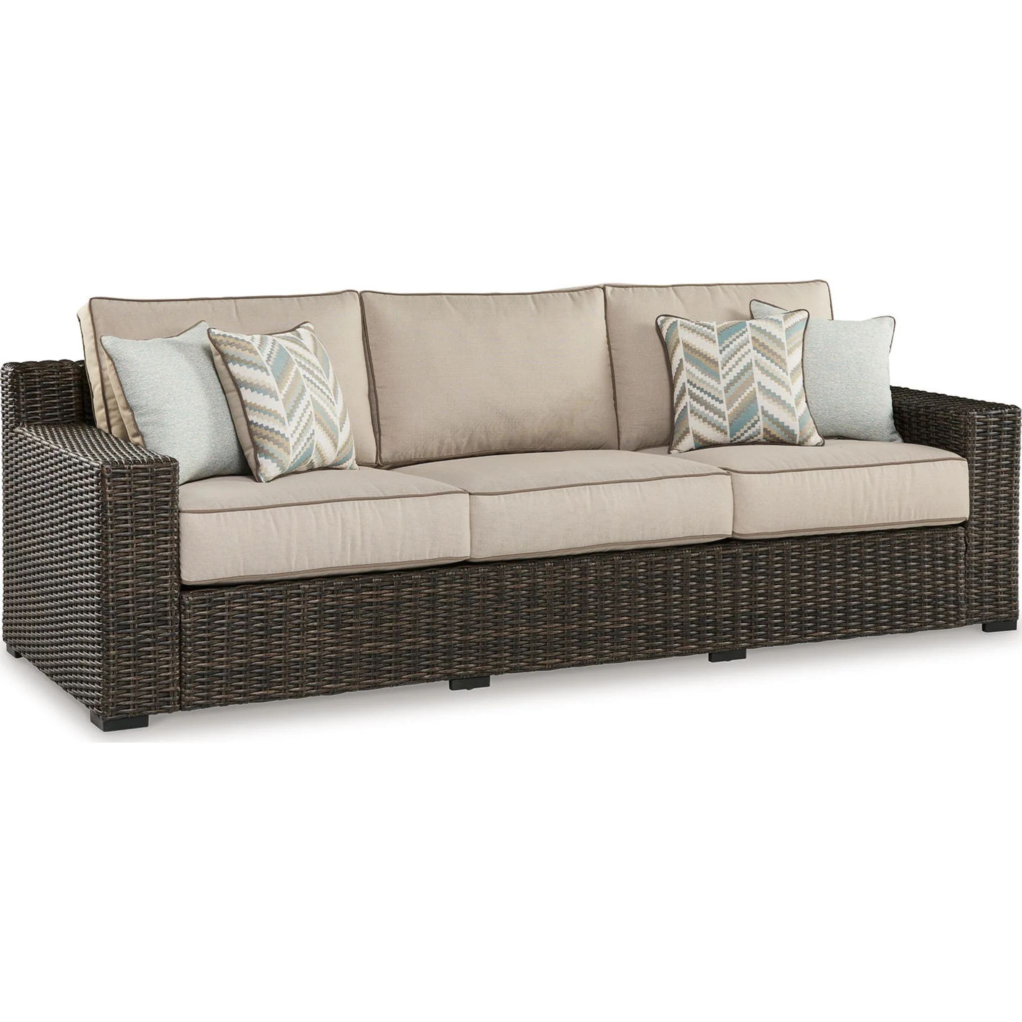 Coastline Bay Outdoor Sofa with Cushion - Brown - Image 3