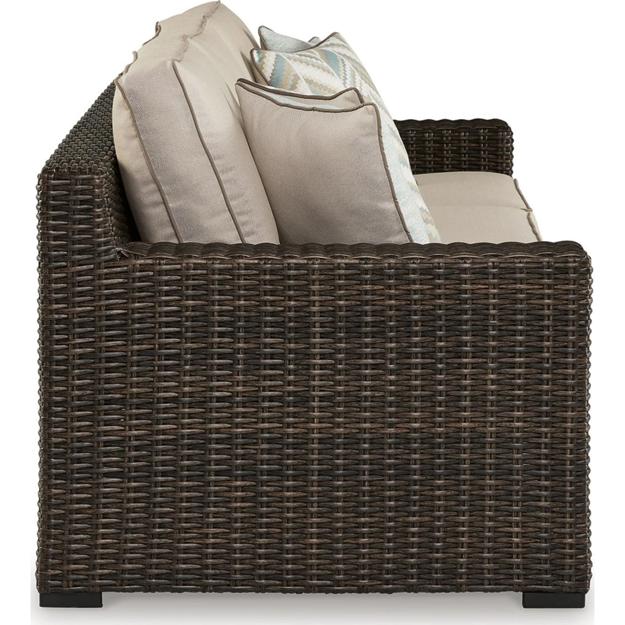 Coastline Bay Outdoor Sofa with Cushion - Brown - Image 4