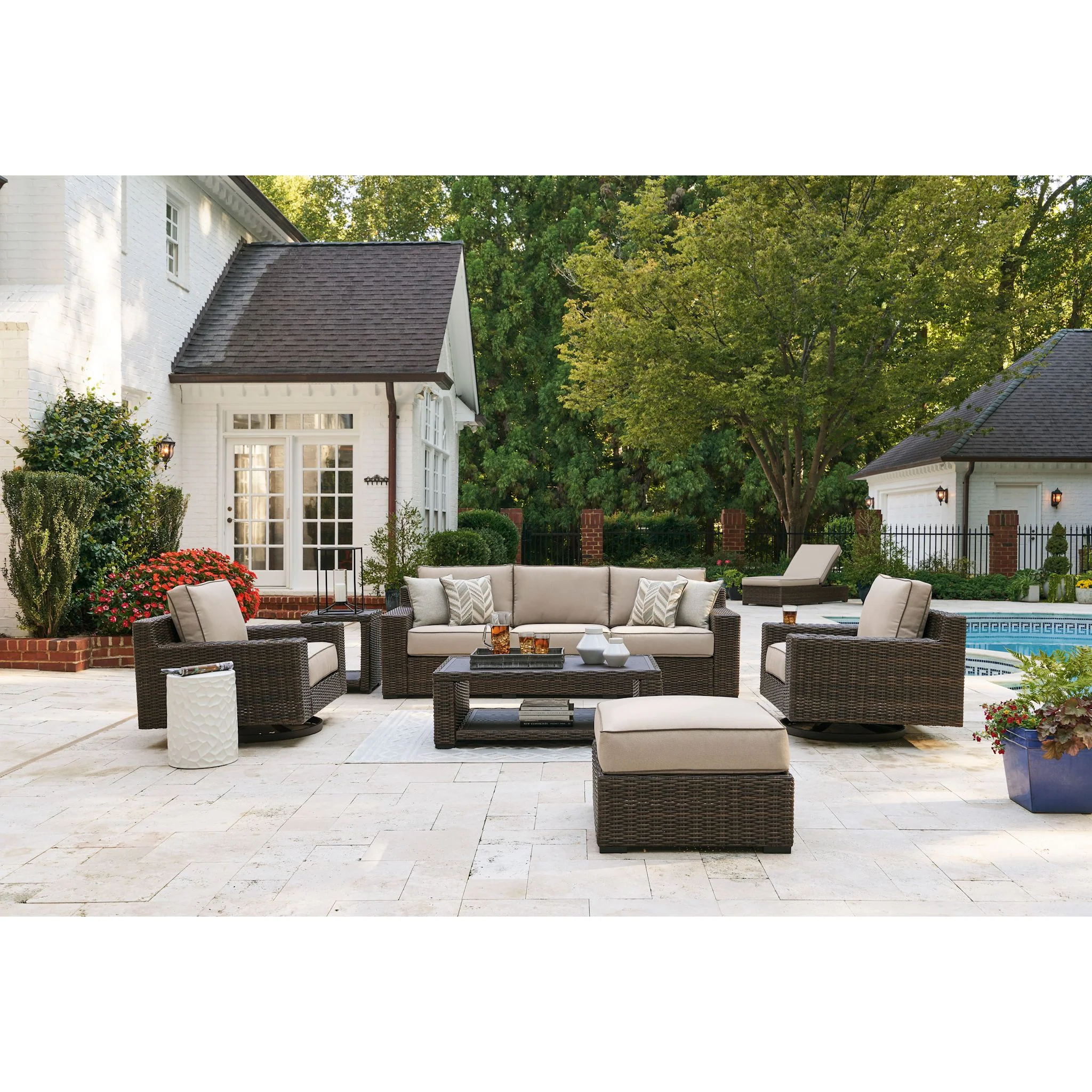 Coastline Bay Outdoor Sofa with Cushion - Brown - Image 5