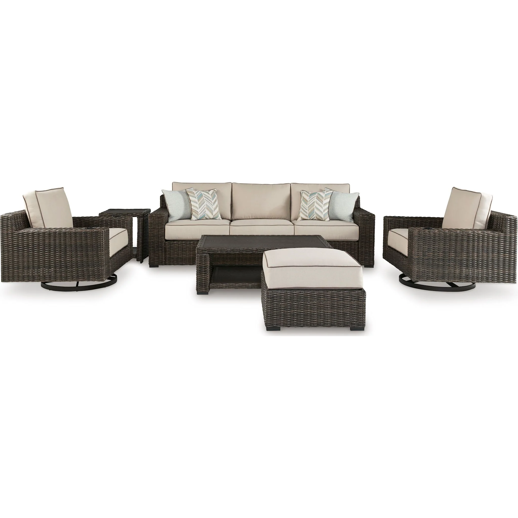 Coastline Bay Outdoor Sofa with Cushion - Brown - Image 8