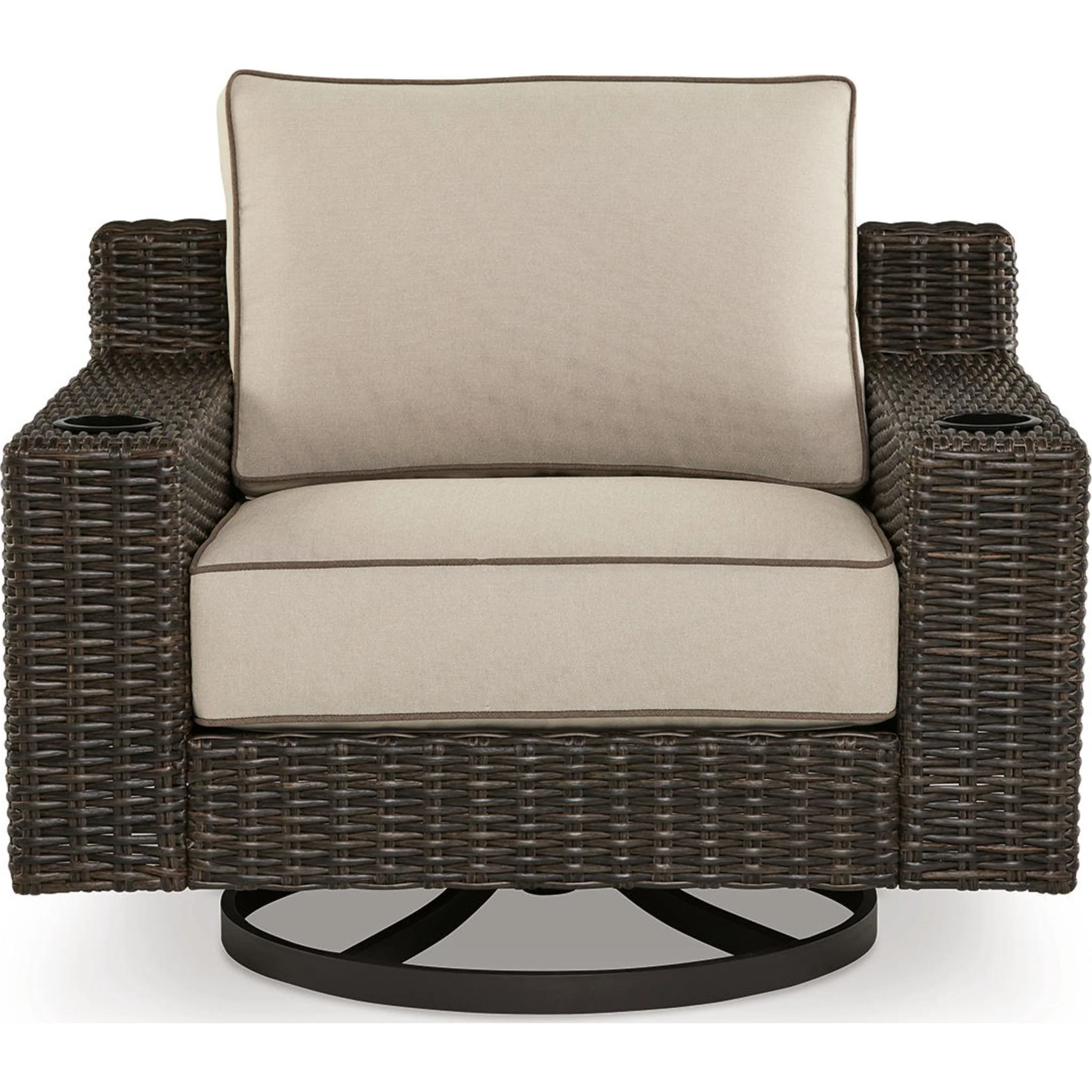 Coastline Bay Outdoor Swivel Lounge Chair with Cushion - Brown - Image 10