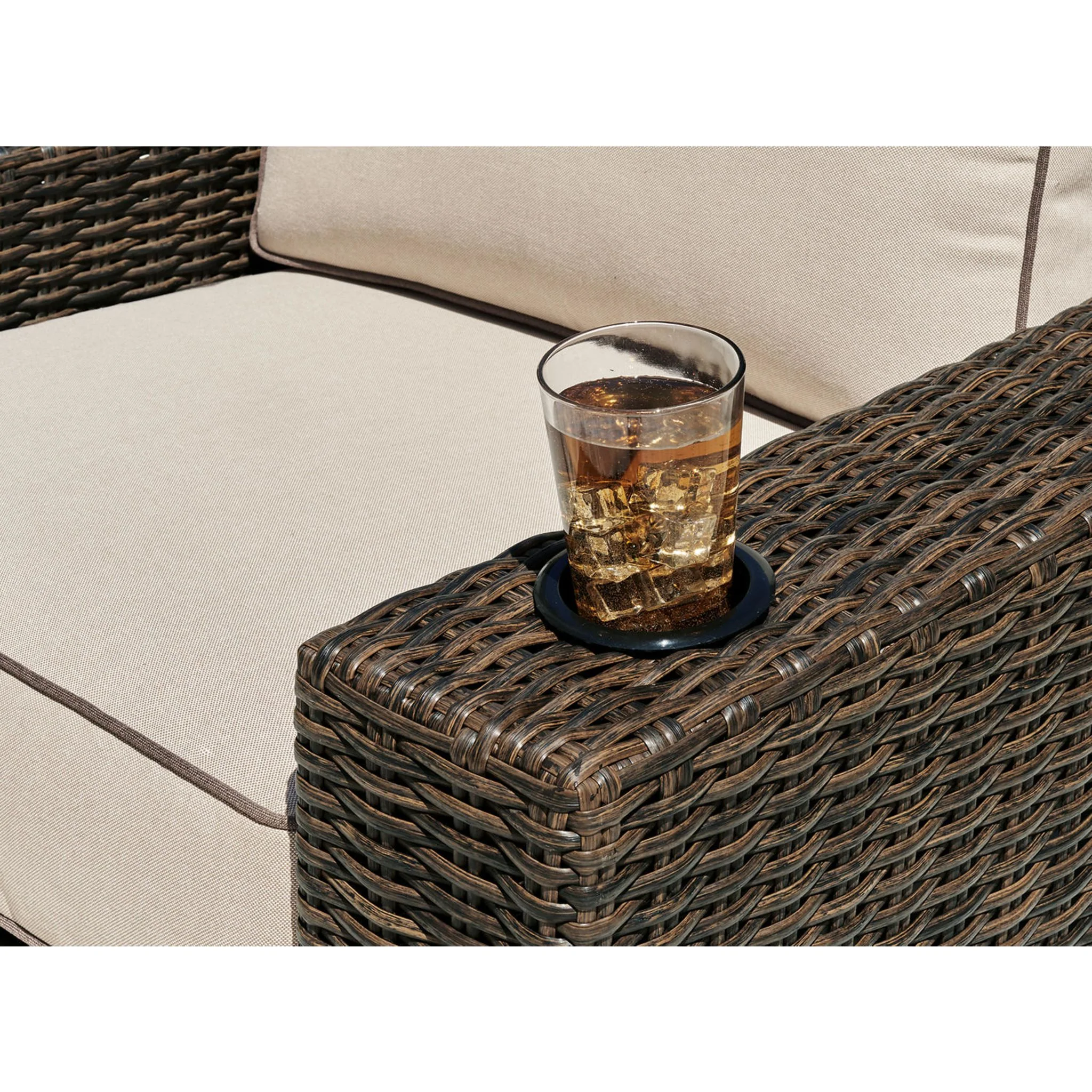 Coastline Bay Outdoor Swivel Lounge Chair with Cushion - Brown - Image 38