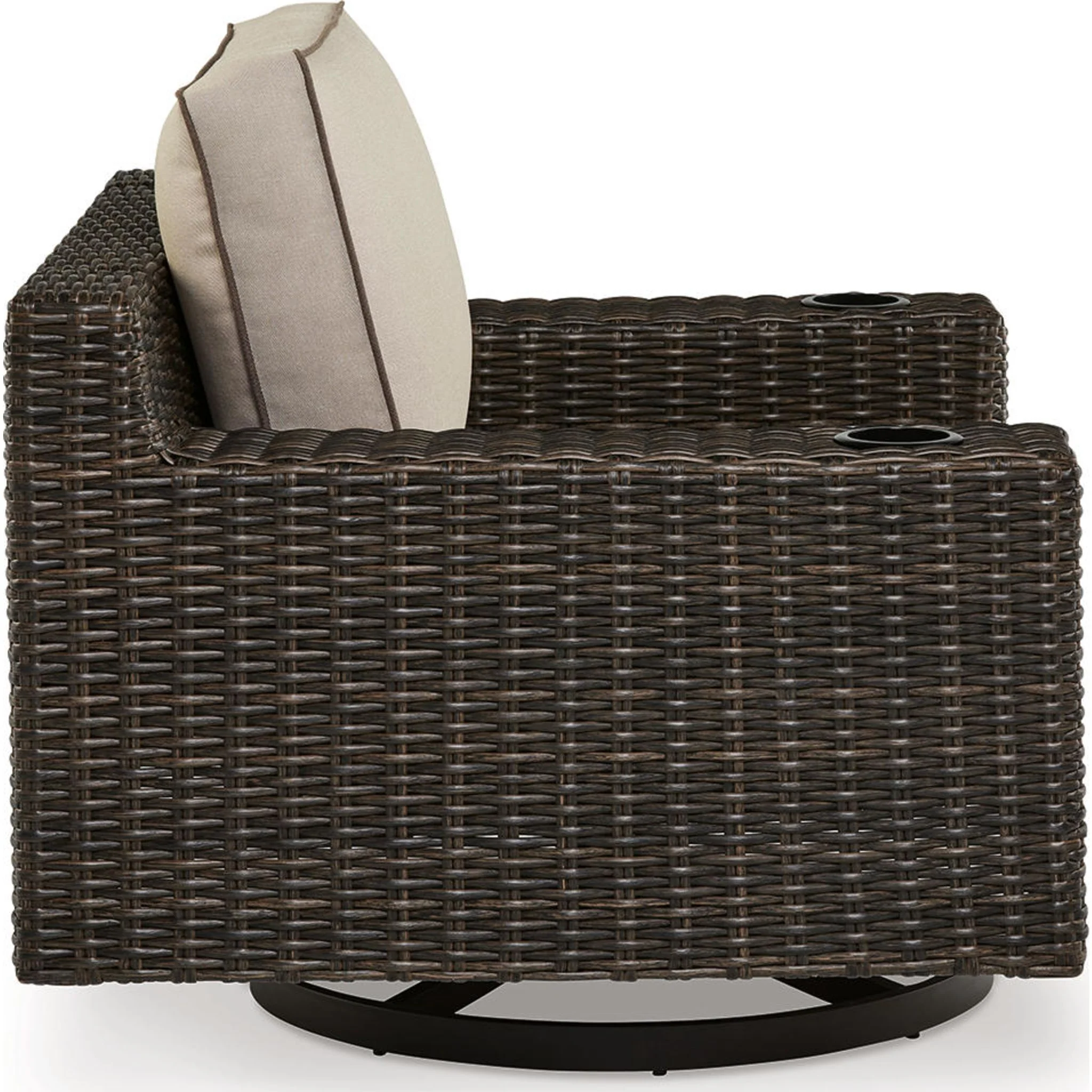Coastline Bay Outdoor Swivel Lounge Chair with Cushion - Brown - Image 46