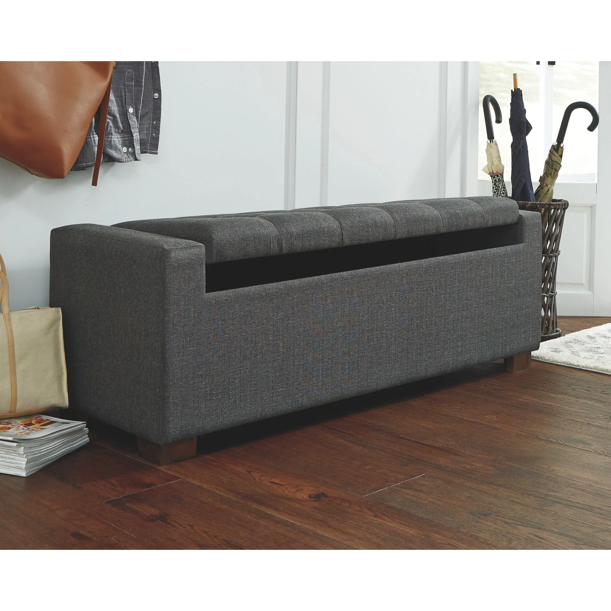 Cortwell Storage Bench - Gray - Image 3