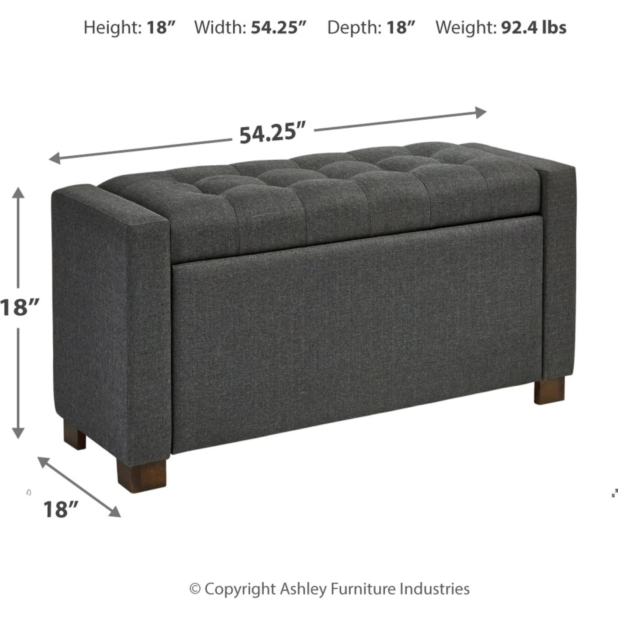 Cortwell Storage Bench - Gray - Image 4