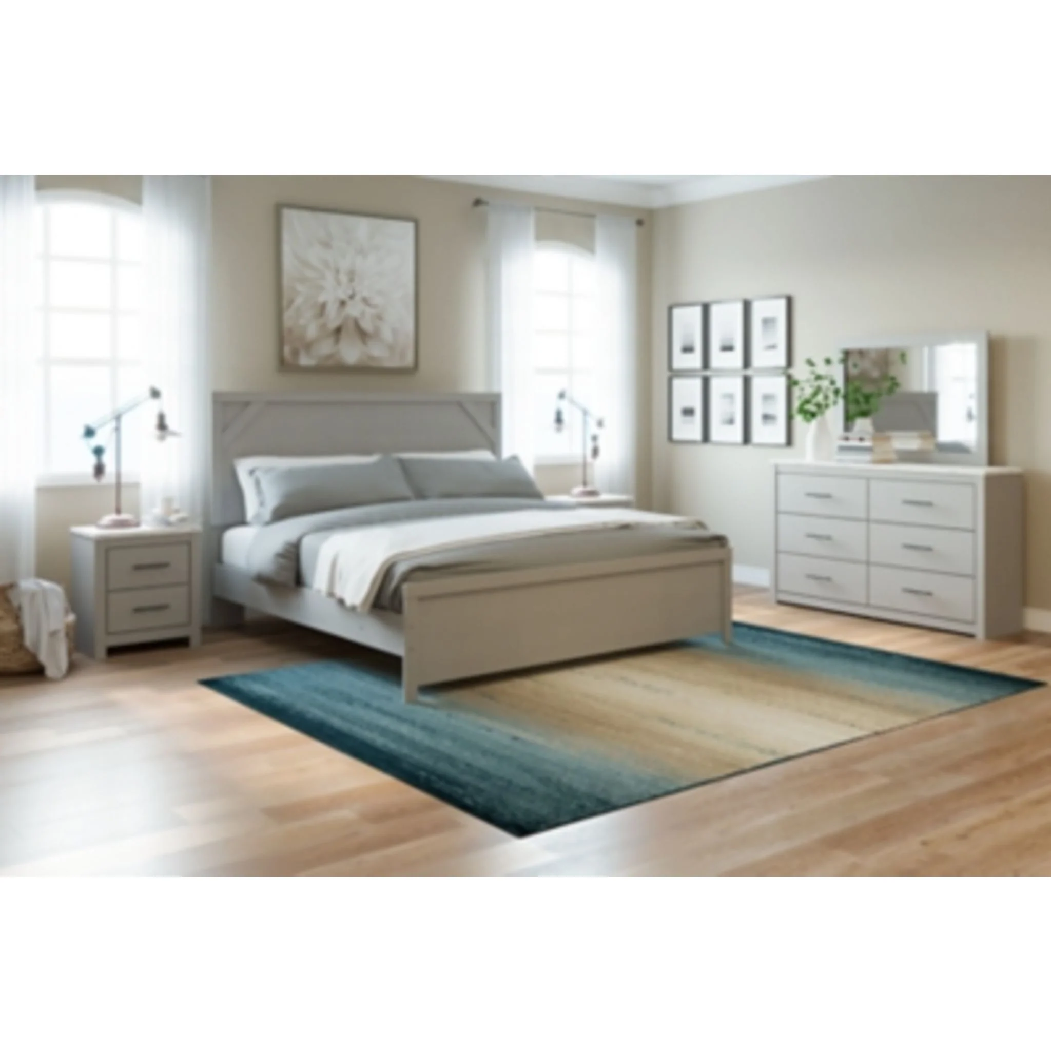 Cottonburg 5 Piece King Panel Bedroom - Light Gray/White - Image 11