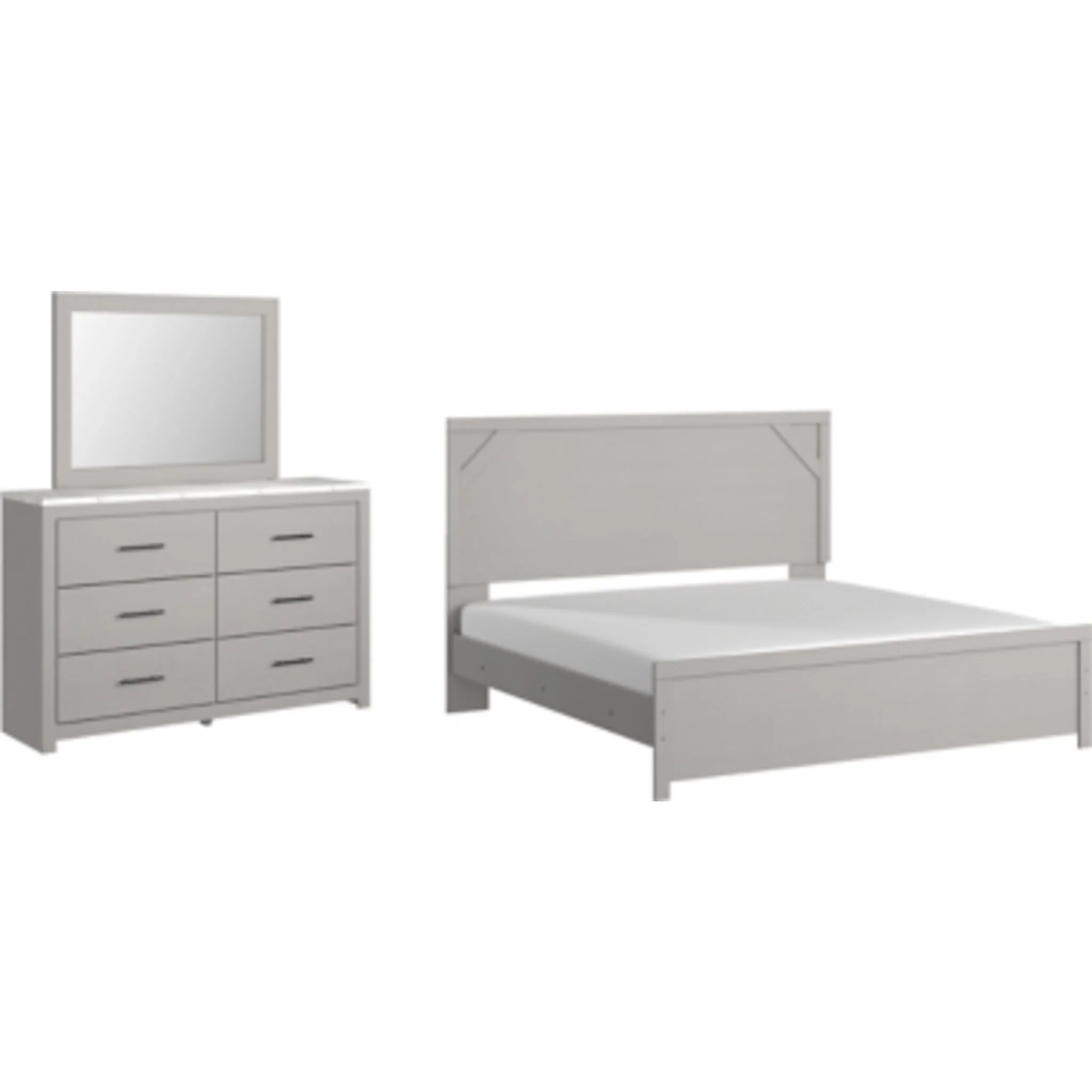 Cottonburg 5 Piece King Panel Bedroom - Light Gray/White - Image 9