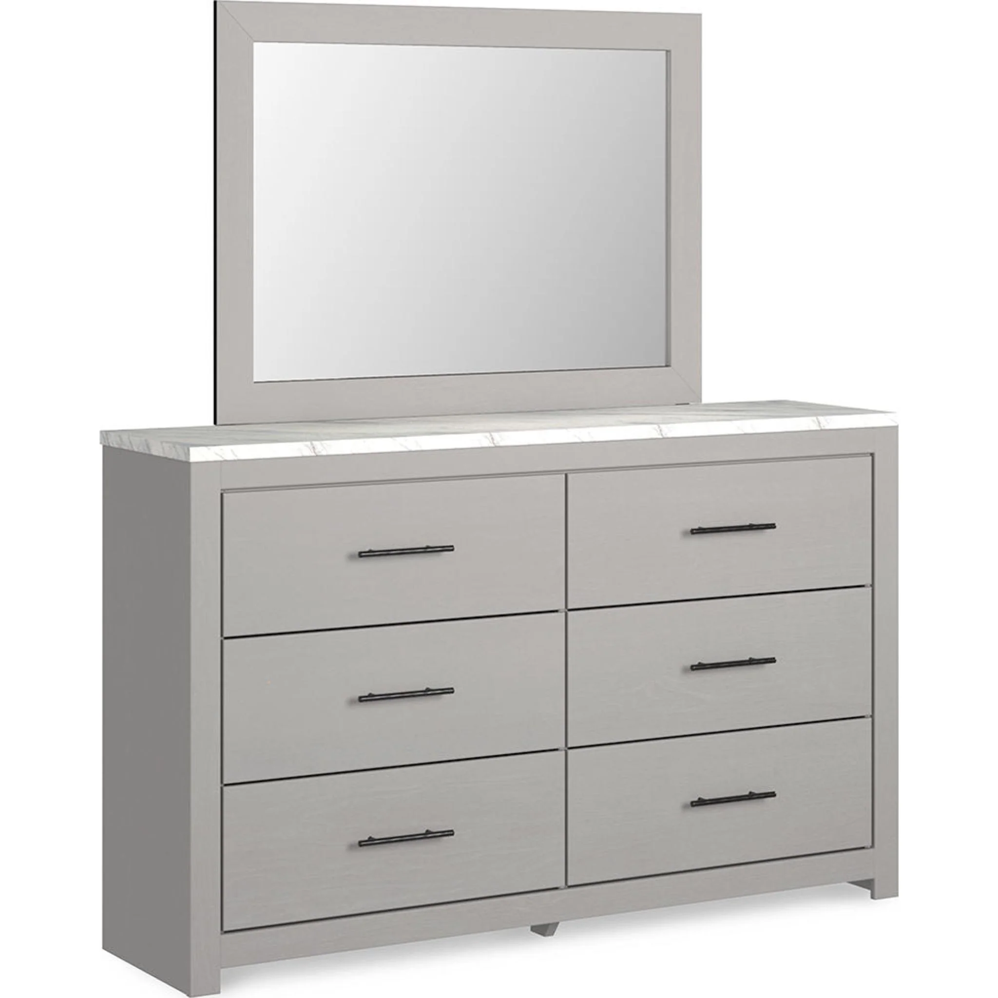 Cottonburg Dresser and Mirror - Light Gray/White