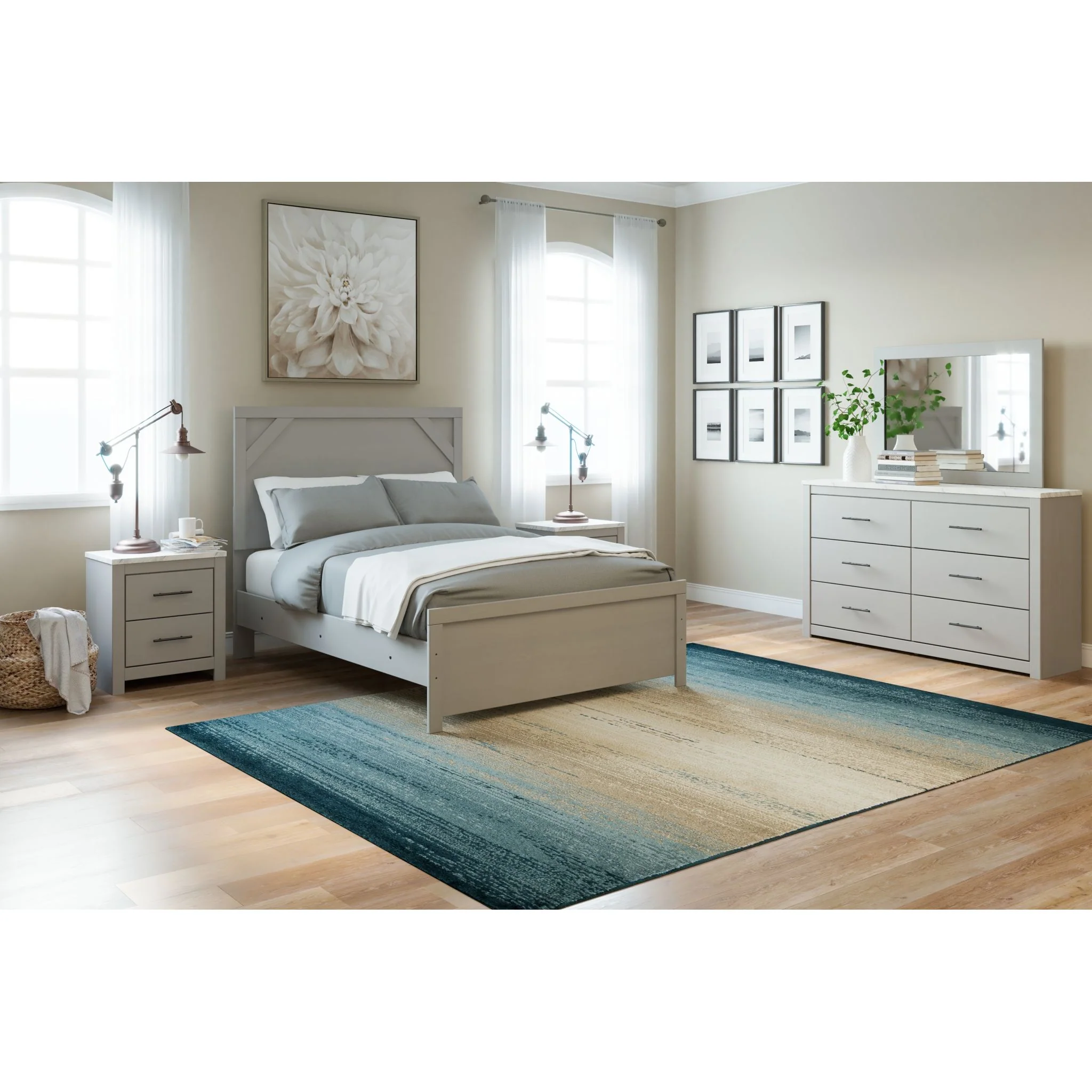 Cottonburg Dresser and Mirror - Light Gray/White - Image 5
