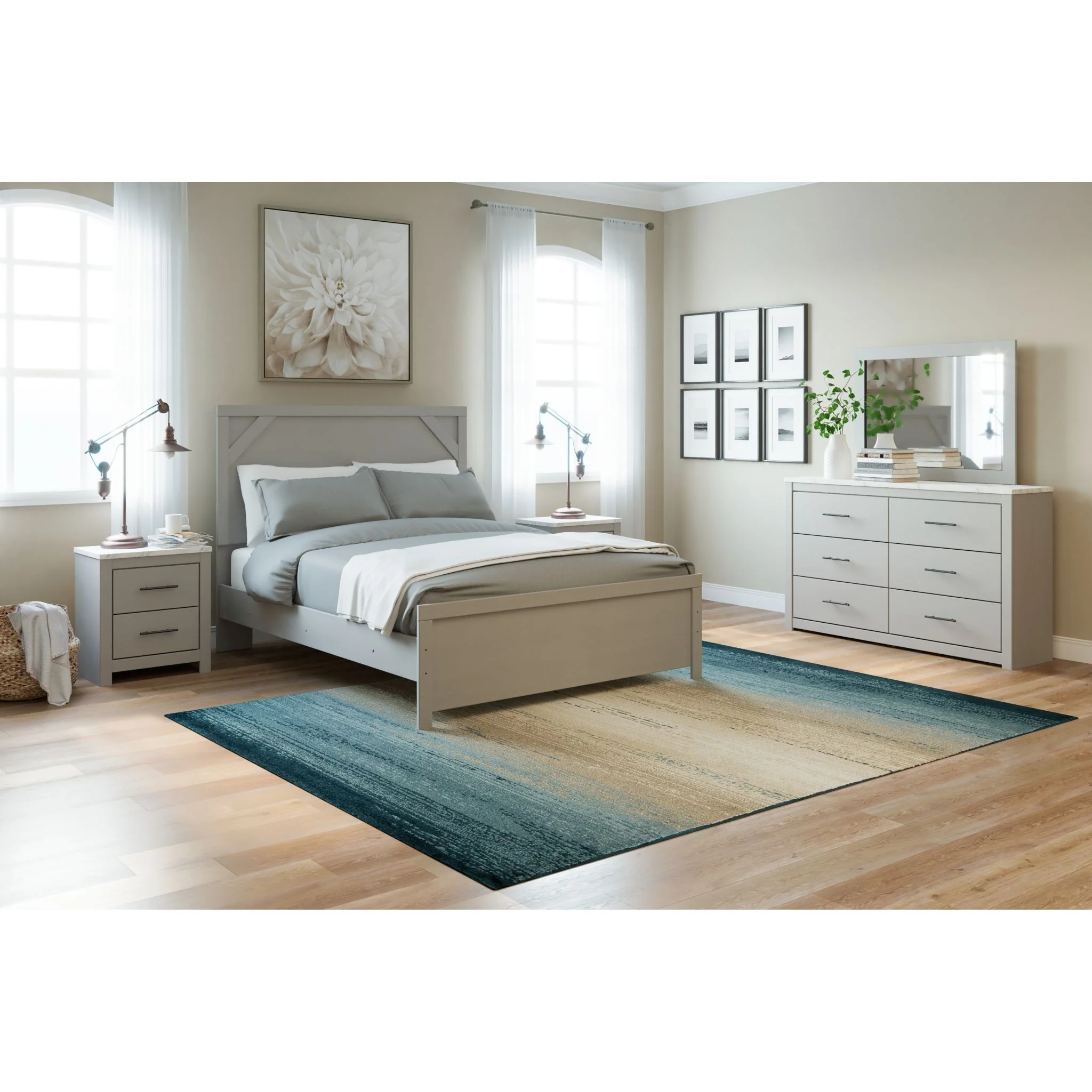 Cottonburg Dresser and Mirror - Light Gray/White - Image 6