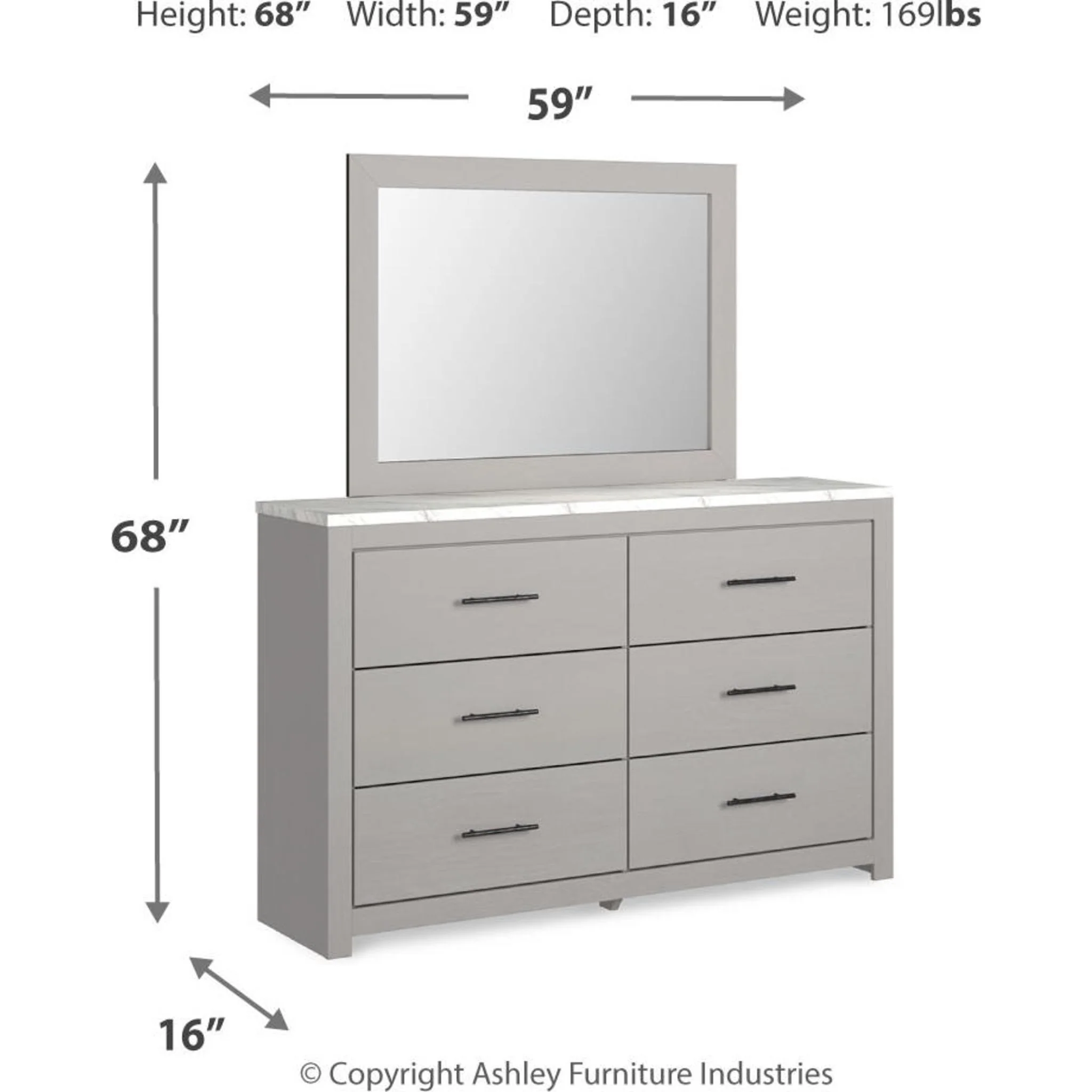Cottonburg Dresser and Mirror - Light Gray/White - Image 9