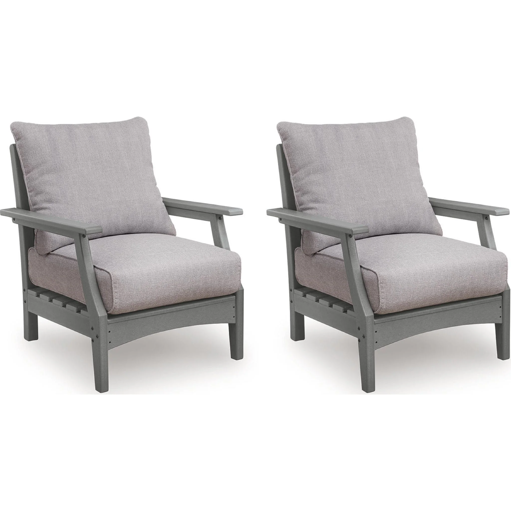 Cove Beach Outdoor Lounge Chair with Cushion (set of 2) - Gray