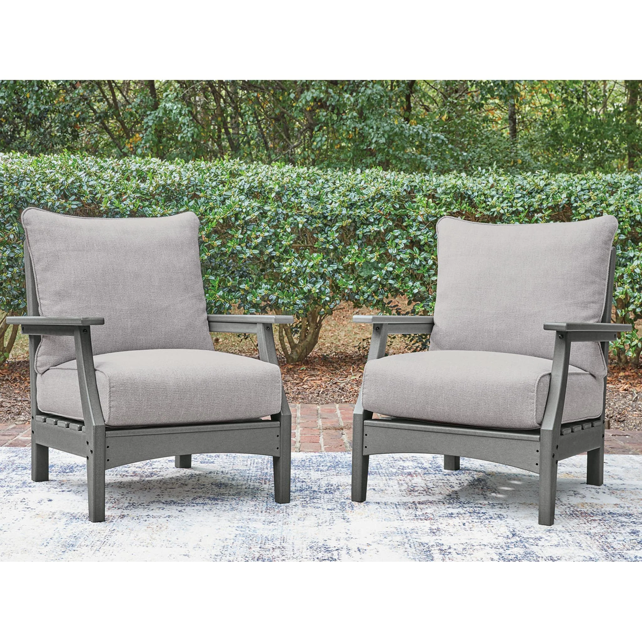 Cove Beach Outdoor Lounge Chair with Cushion (set of 2) - Gray - Image 2