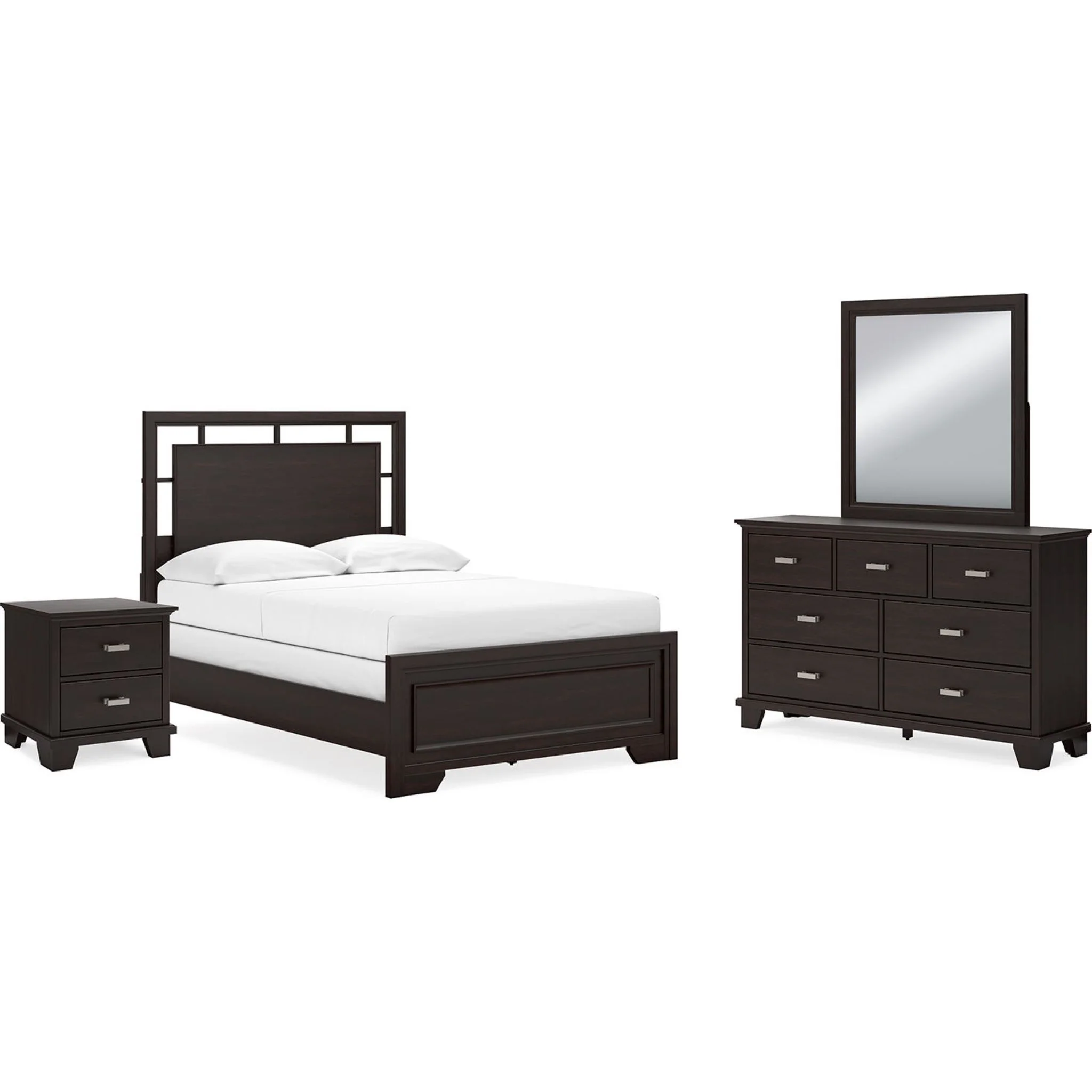 Covetown 6 Piece Full Panel Bedroom - Dark Brown