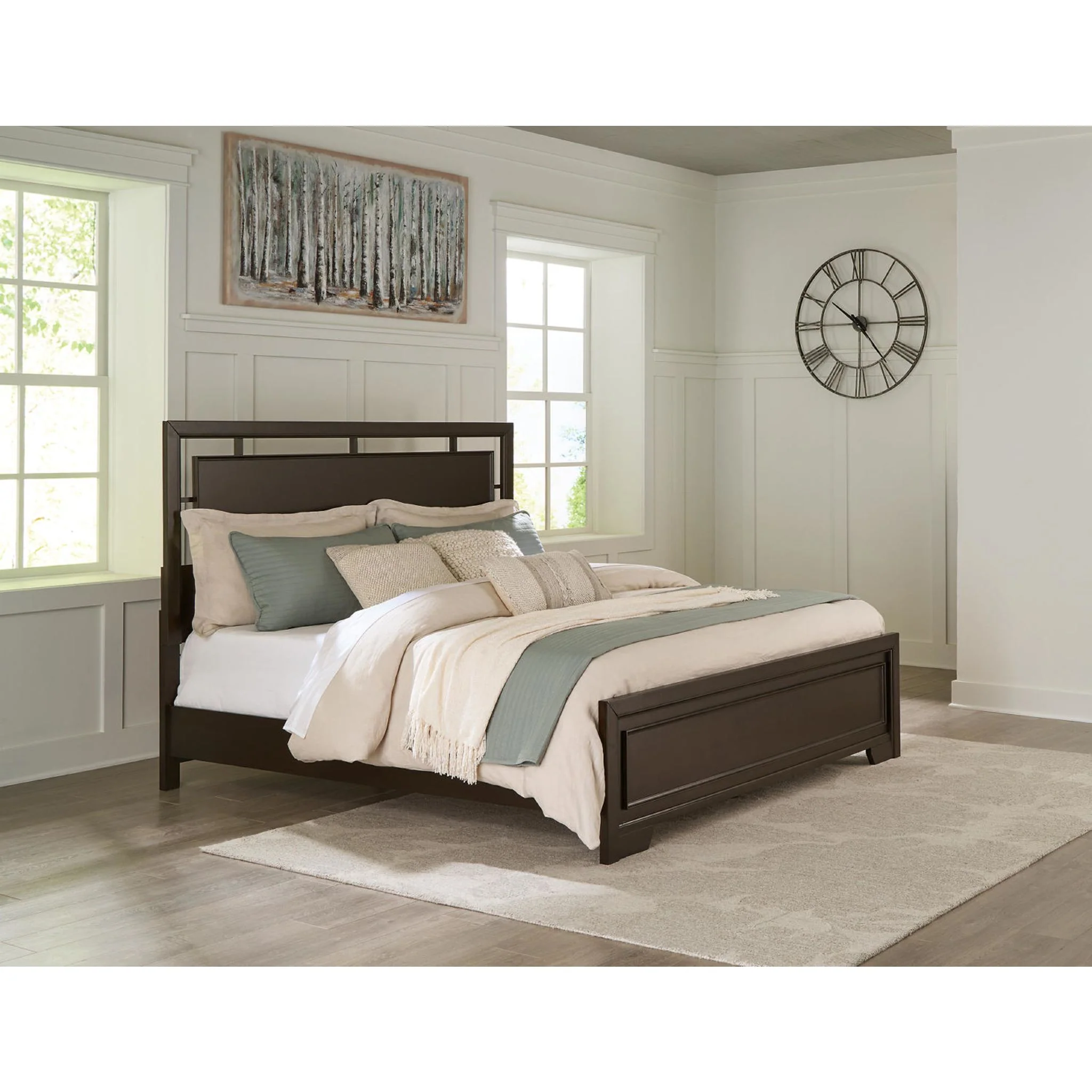 Covetown 6 Piece King Panel Bedroom - Dark Brown - Image 27