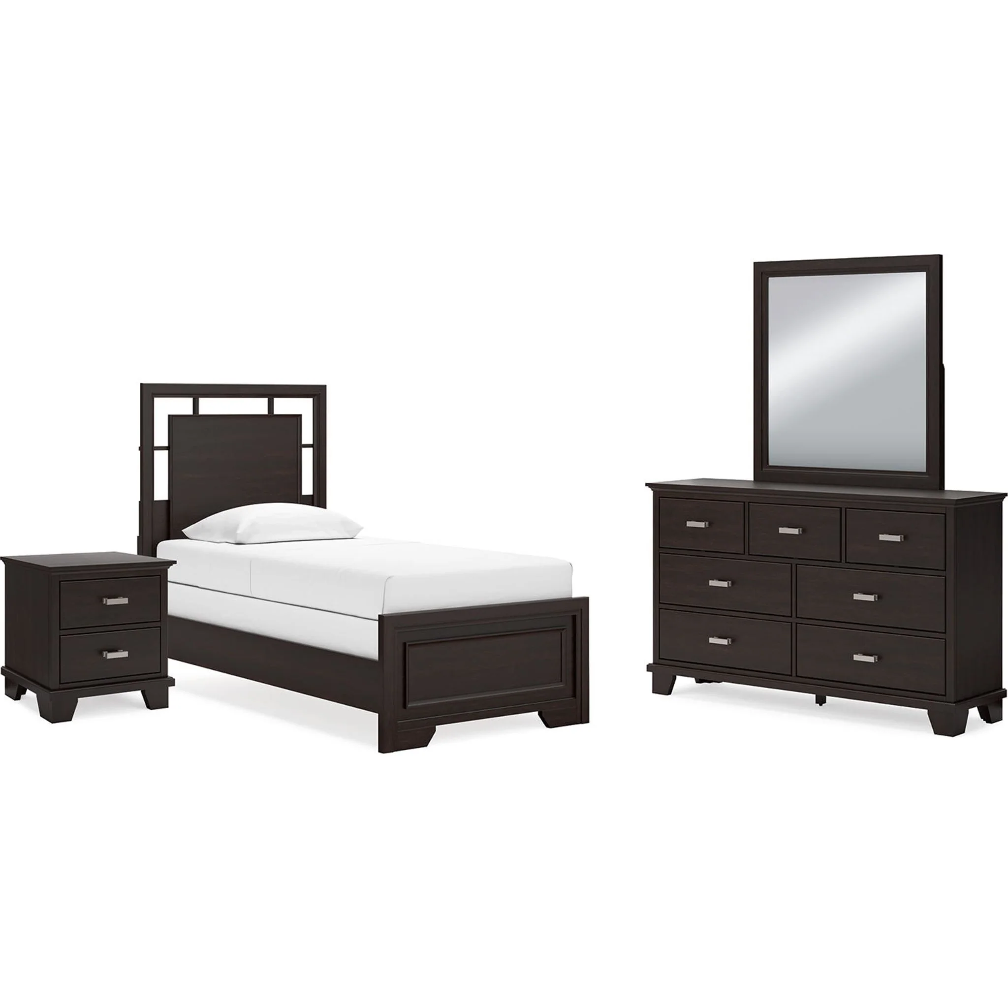 Covetown 6 Piece Twin Panel Bedroom - Dark Brown - Image 2