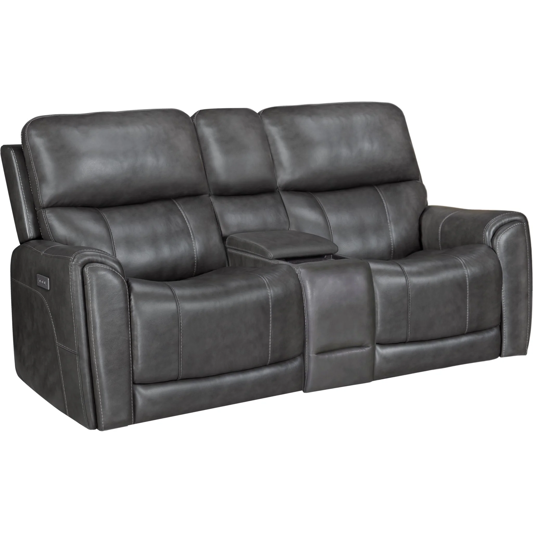 Damon Power Reclining Loveseat with Power Console - Rainier Steel