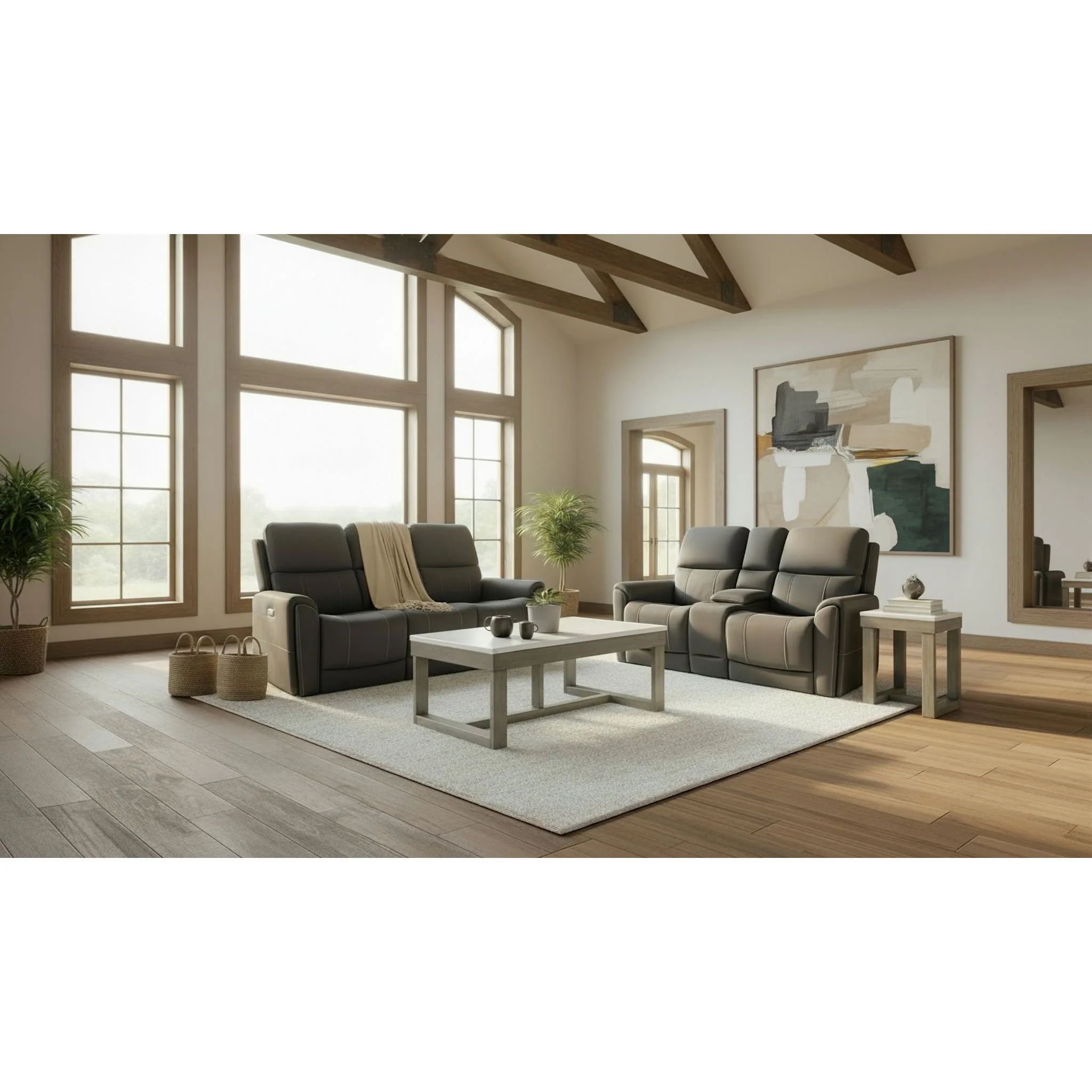 Damon Power Reclining Sofa - Stonewash Gunmetal - Image 3