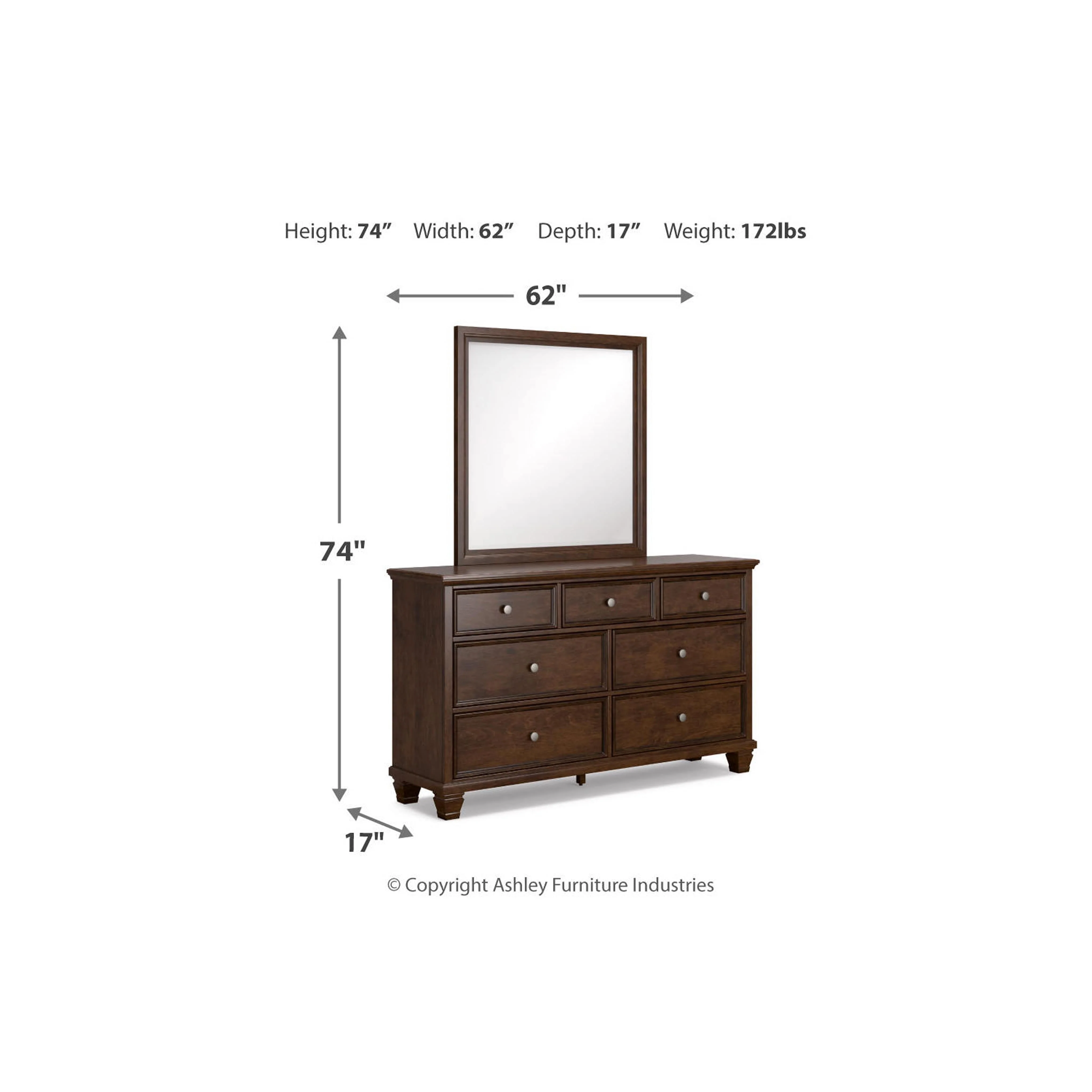 Danabrin 6 Piece Panel Bedroom - Brown - Image 56