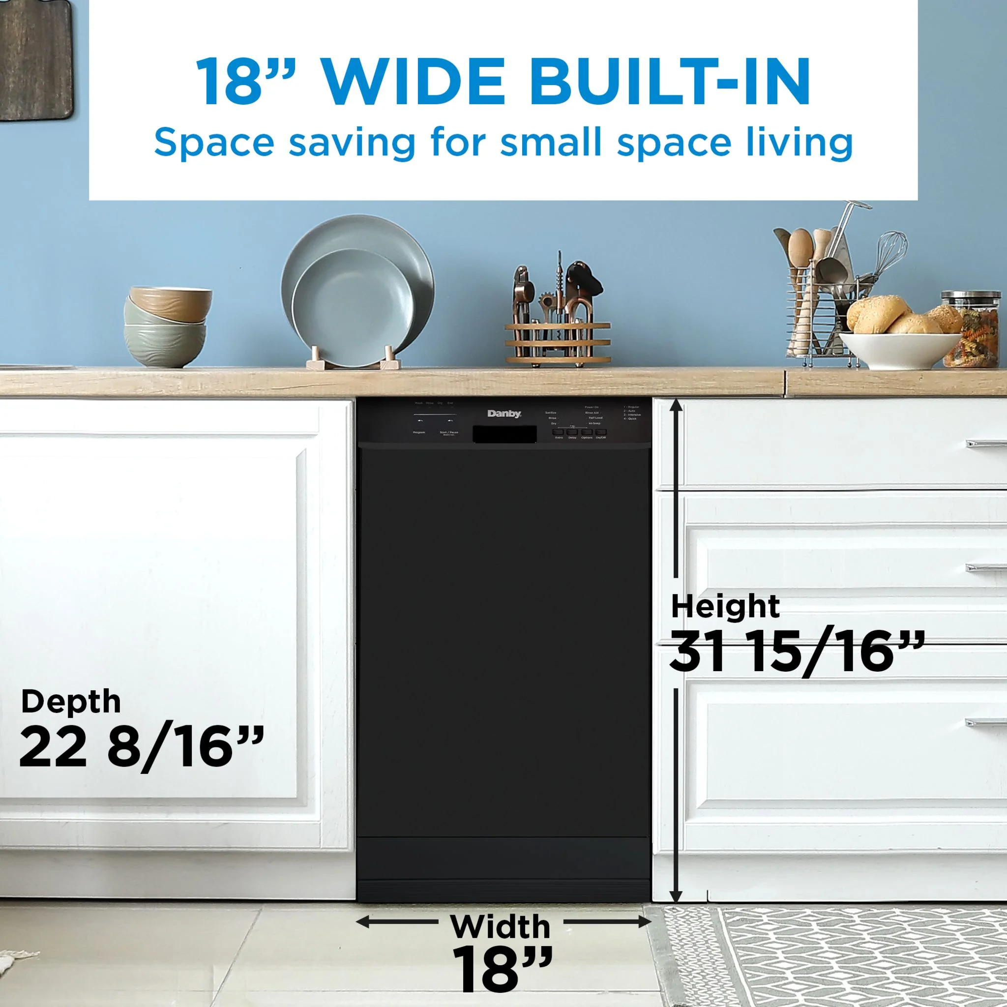 Danby 18? Wide Built-in Dishwasher -Black (DDW18D1EB) - Image 2