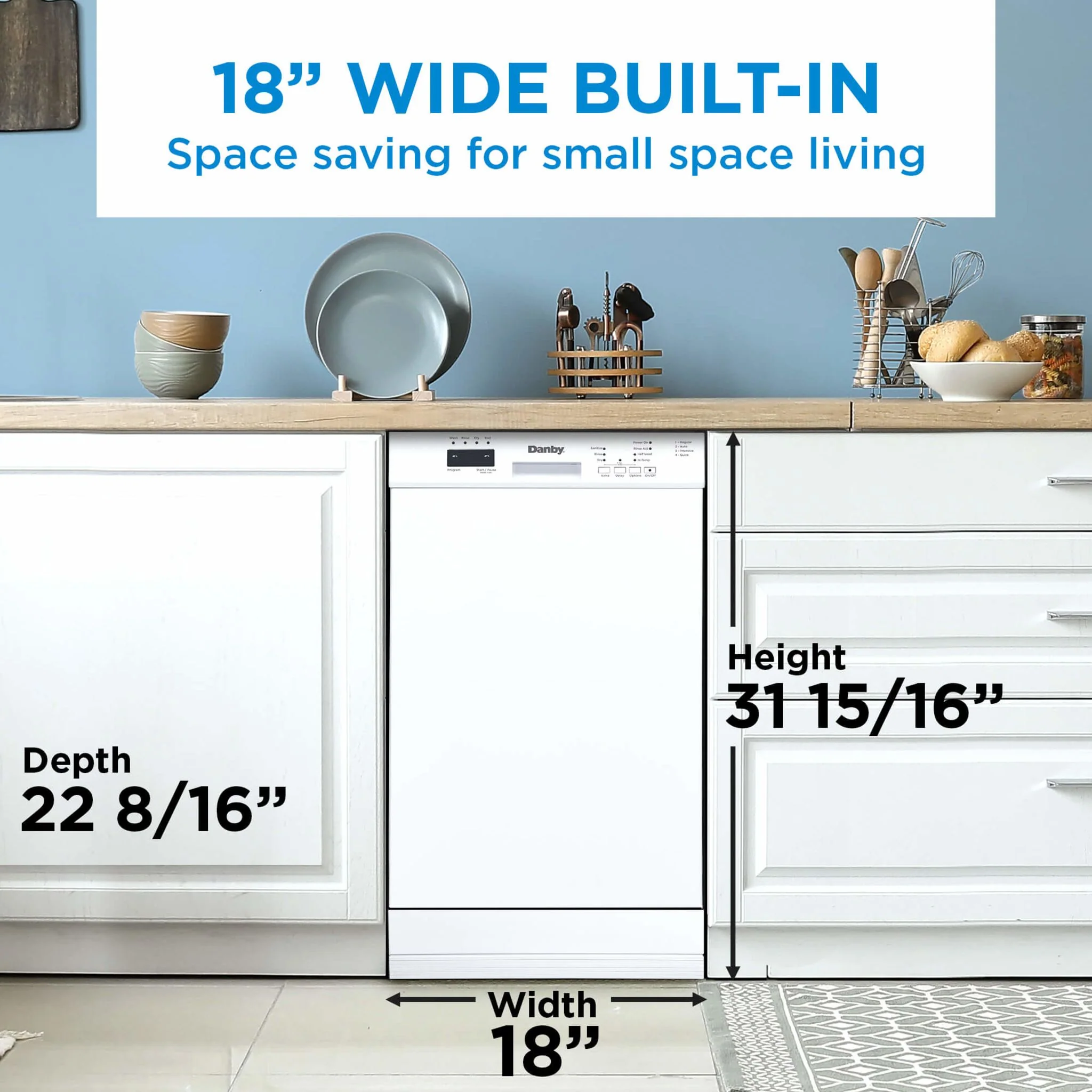 Danby 18? Wide Built-in Dishwasher -White (DDW18D1EW) - Image 4