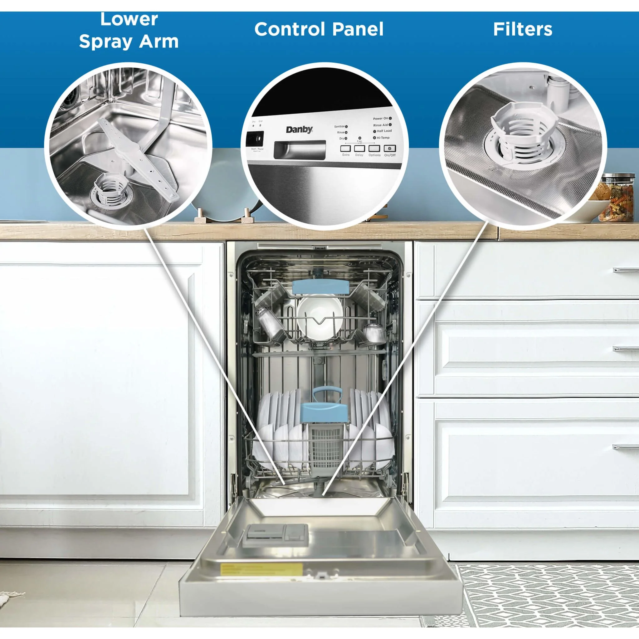 Danby 18? Wide Built-in Dishwasher -White (DDW18D1EW) - Image 5