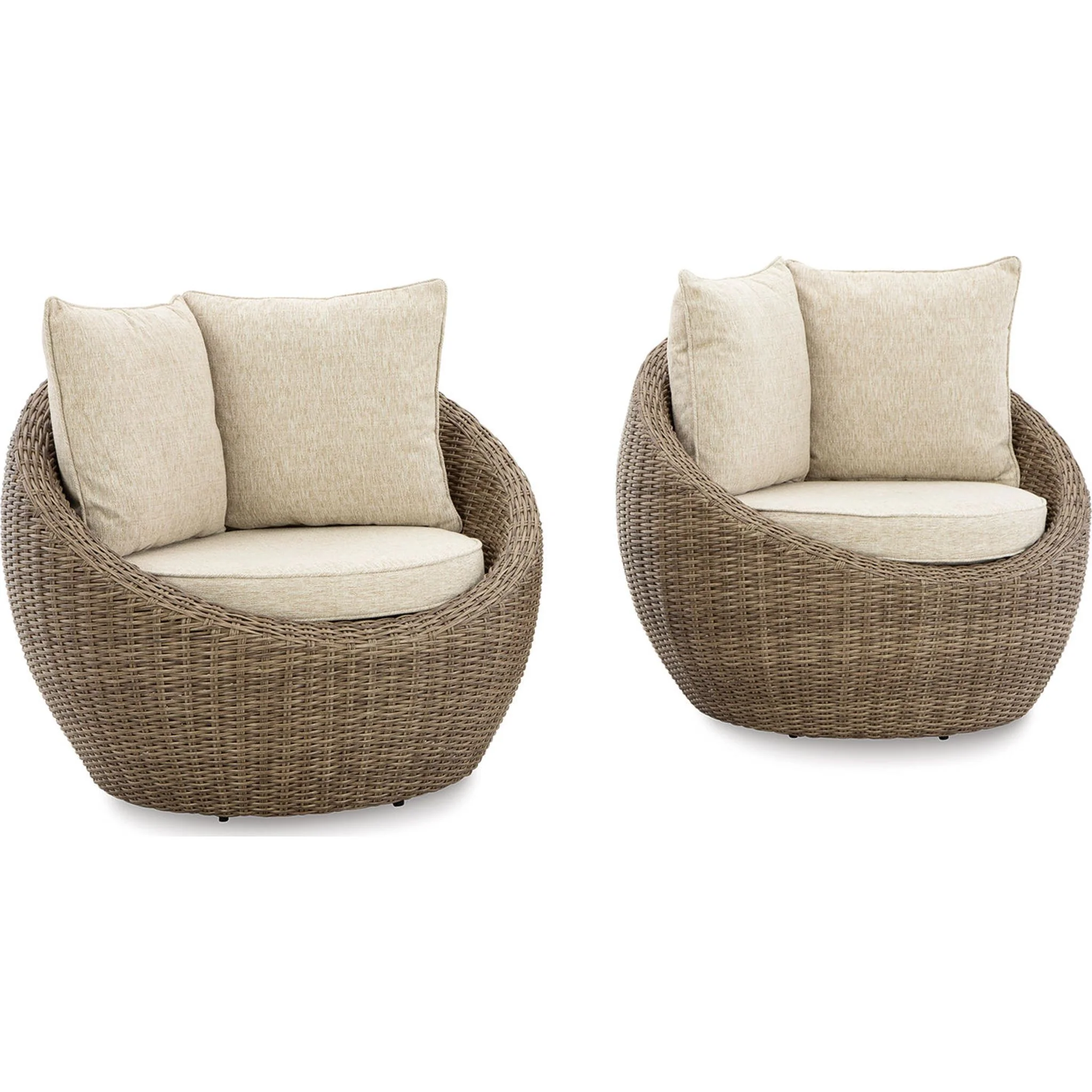 Danson Outdoor Swivel Lounge Chair w/Cushion (set of 2) - Beige - Image 11