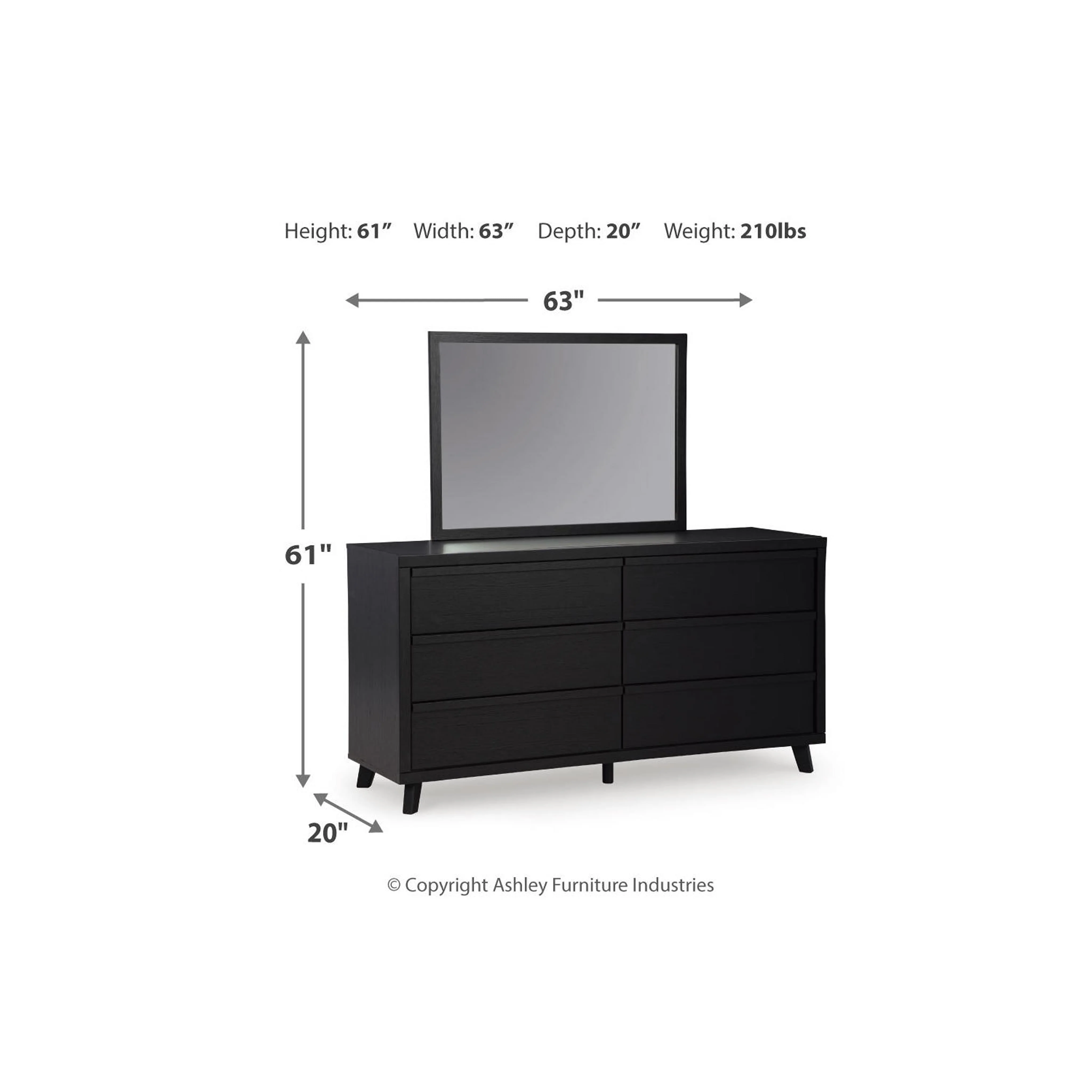 Danziar 6 Piece Platform Bedroom - Black - Image 25