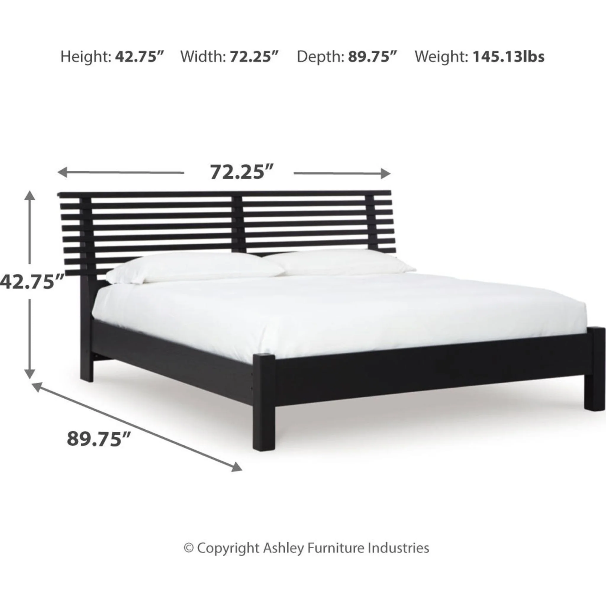 Danziar 6 Piece Slat Platform Bedroom - Black - Image 12